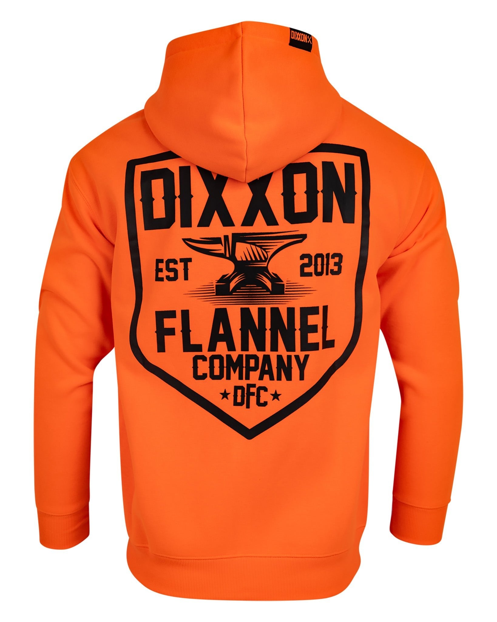 Black DFC Shield Zip Up Hoodie - Safety Orange