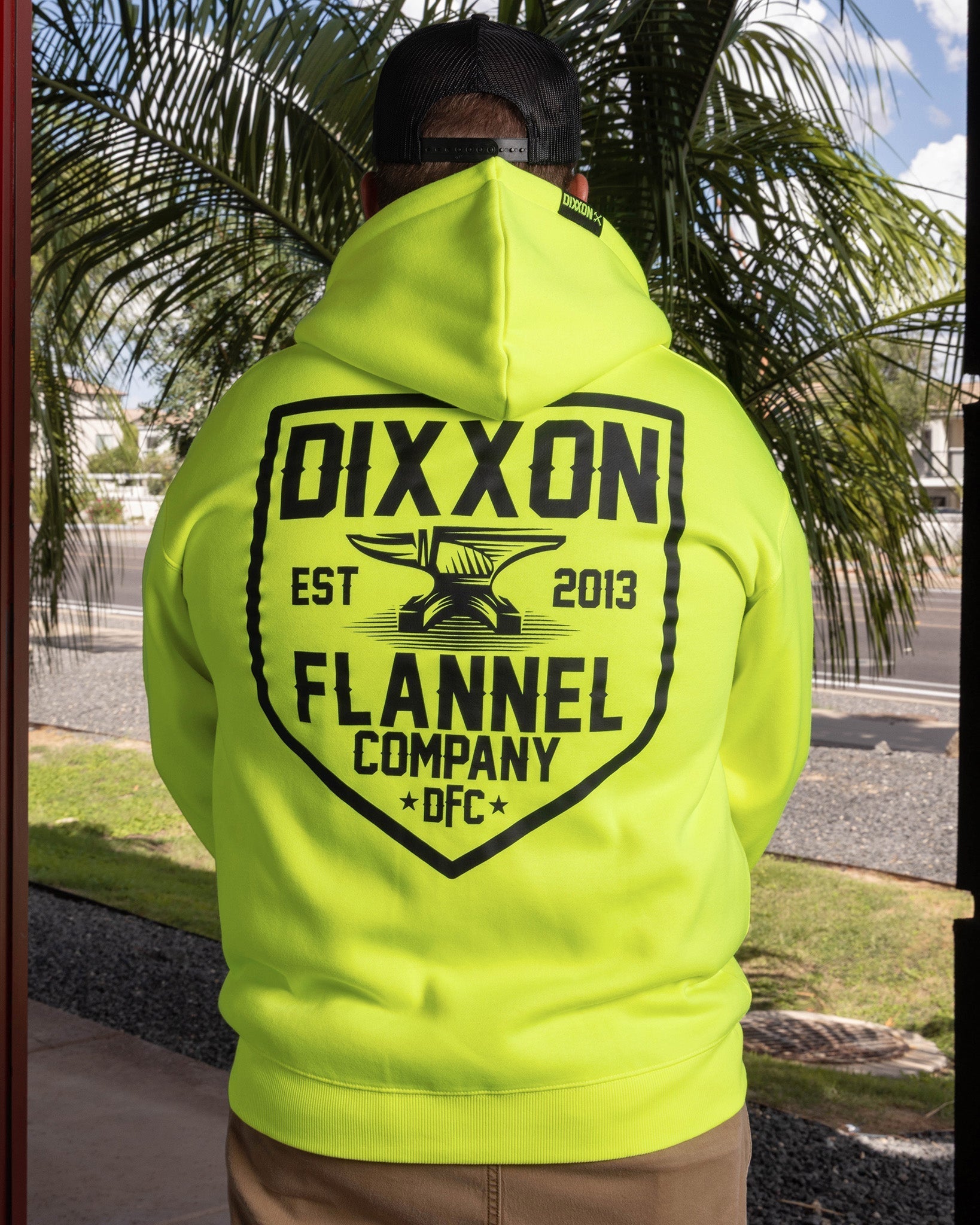 Black DFC Shield Zip Up Hoodie - Safety Yellow