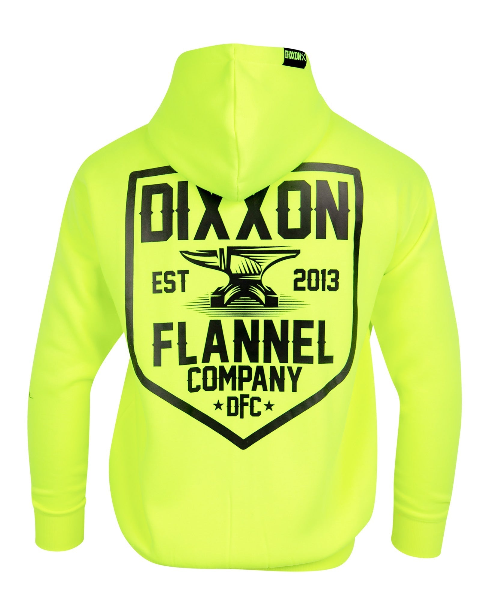 Black DFC Shield Zip Up Hoodie - Safety Yellow