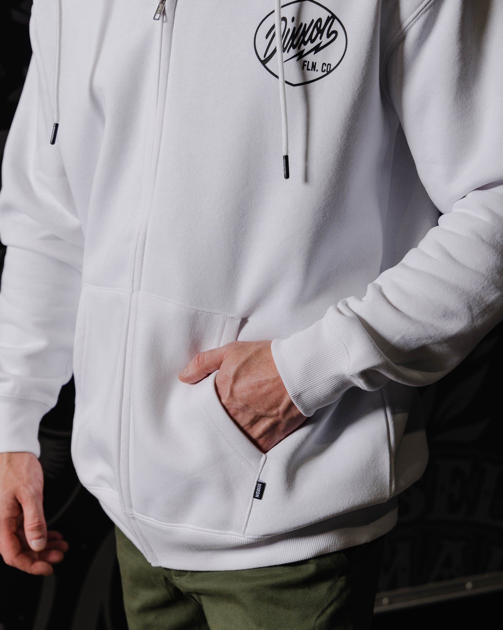 Black Esso Zip Up Hoodie - White