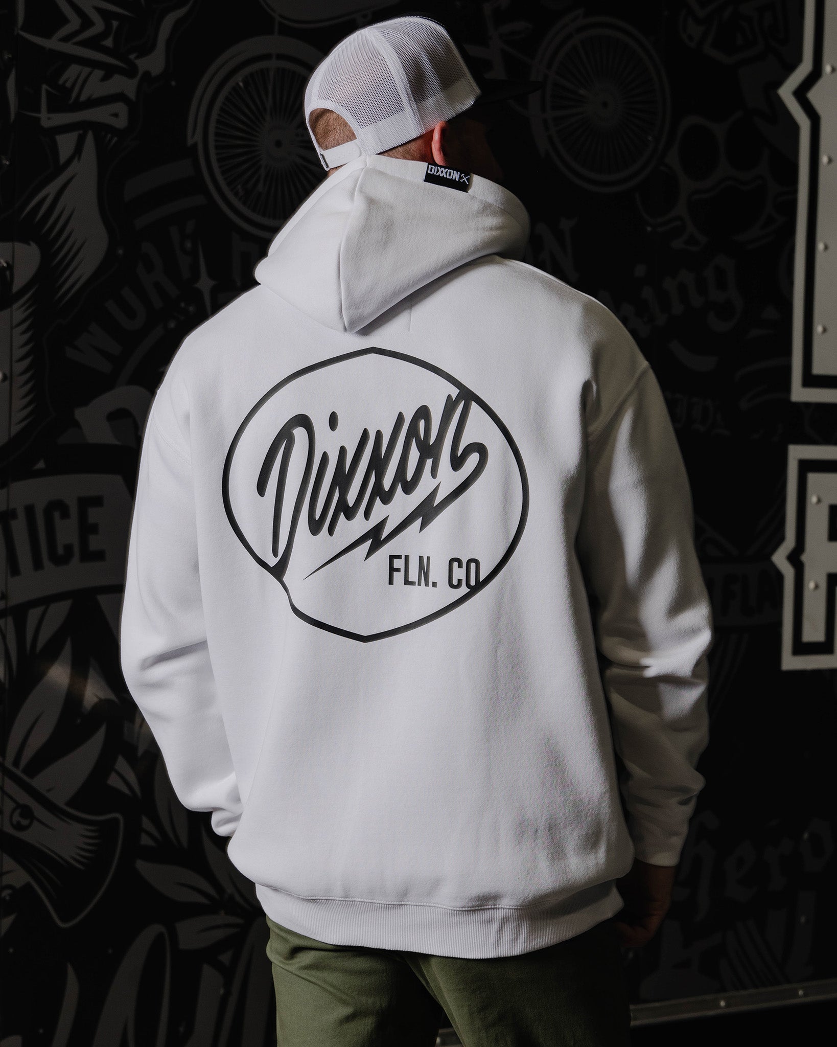 Black Esso Zip Up Hoodie - White