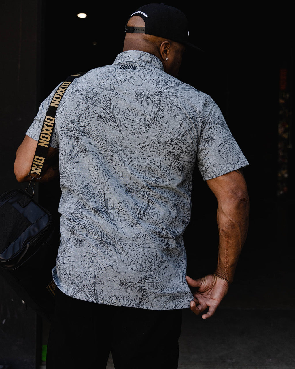 Black Floral Premium Polo - Heathered Gray