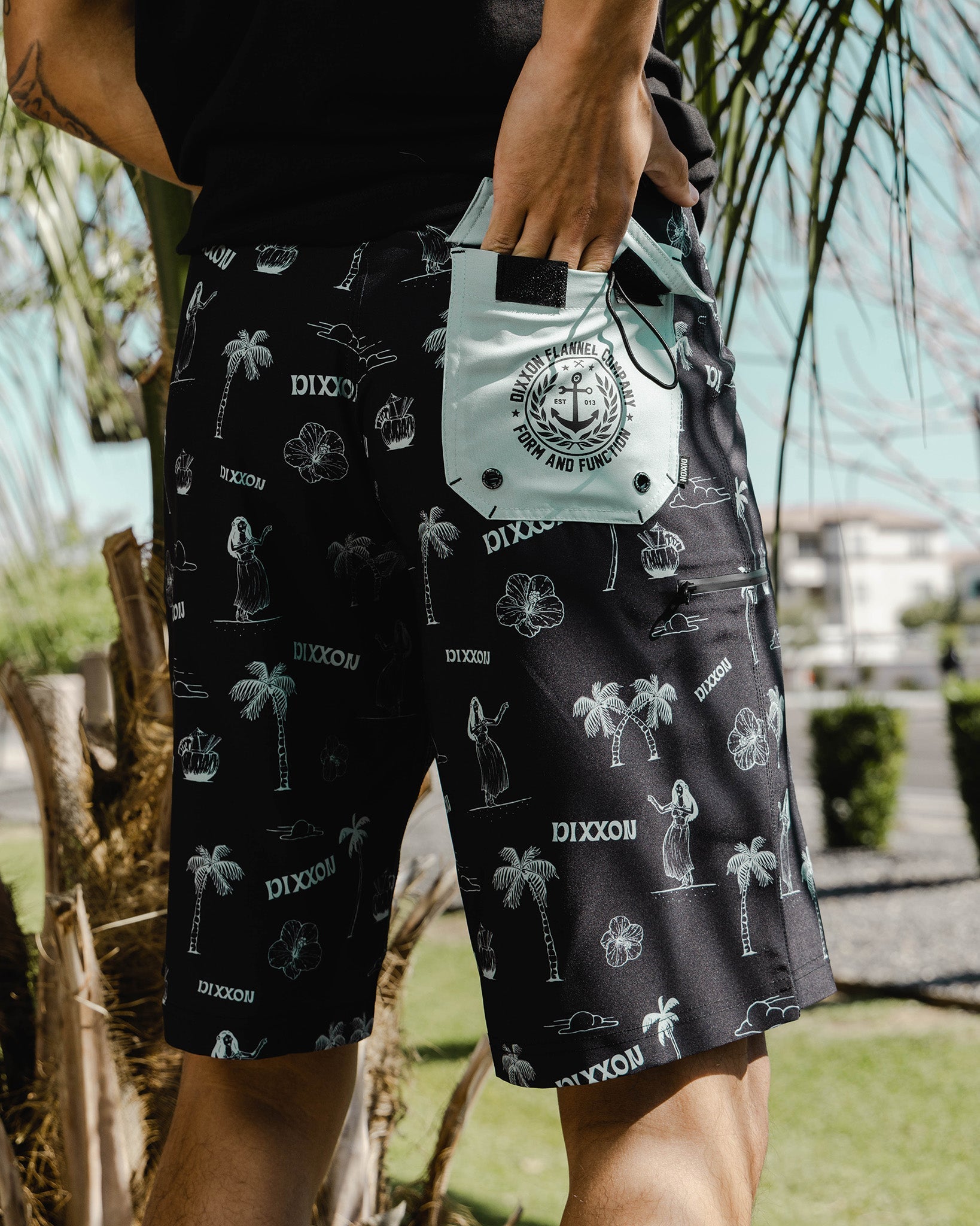 Black & Green Waimea Boardshorts