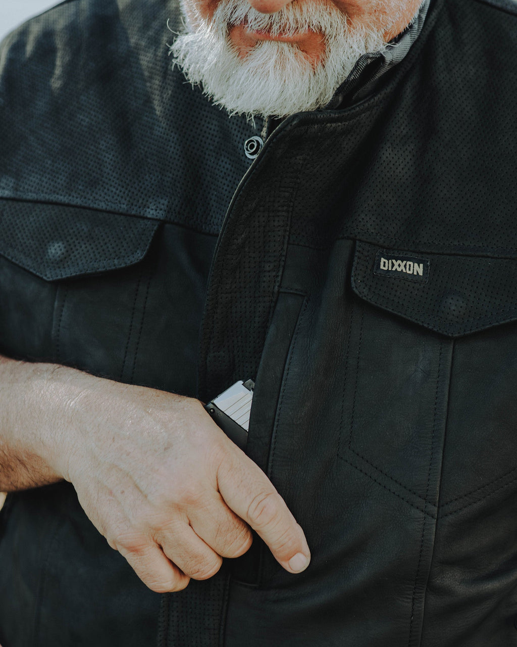 Black Hills Perforated Leather Vest - Black