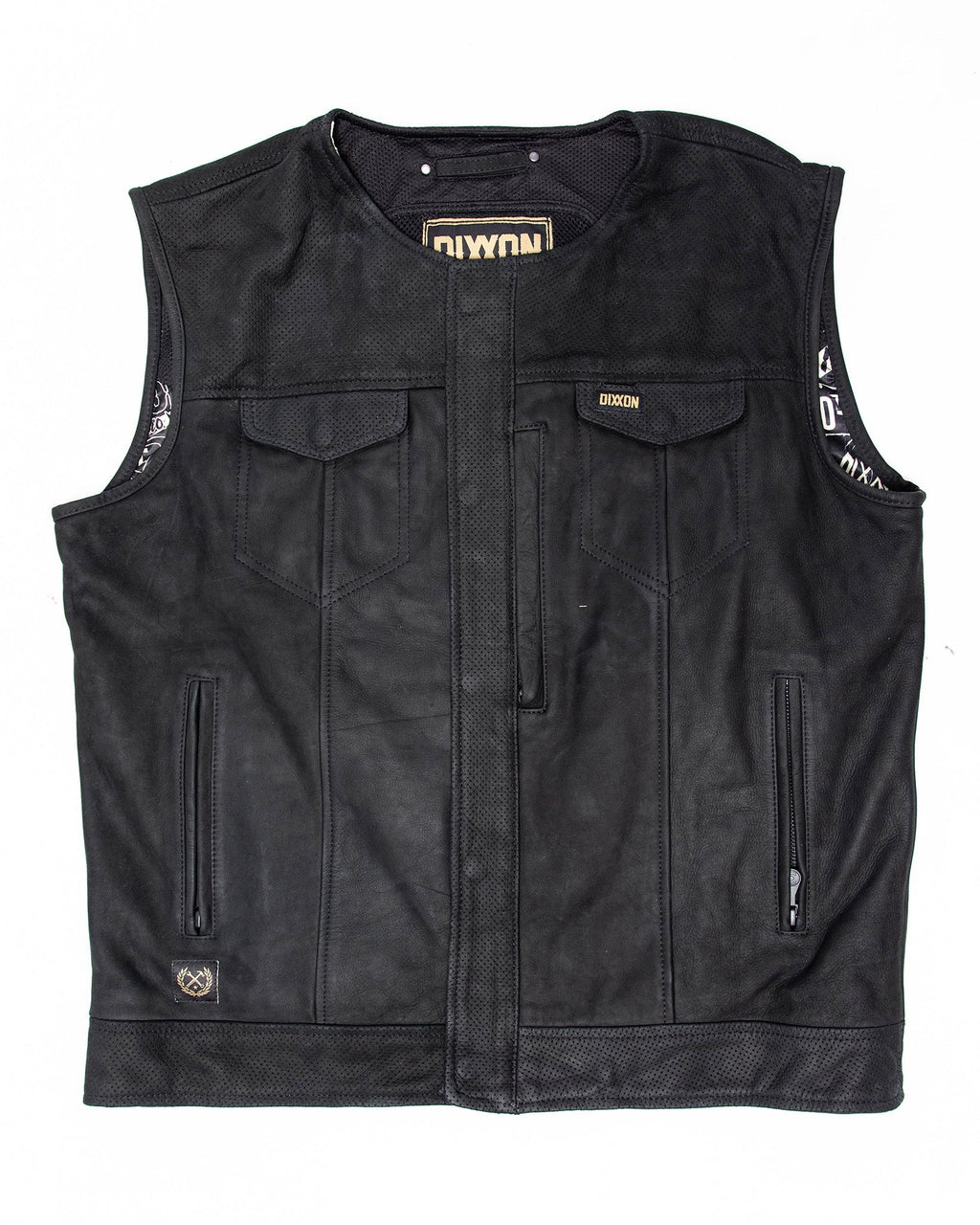 Black Hills Perforated Leather Vest - Black