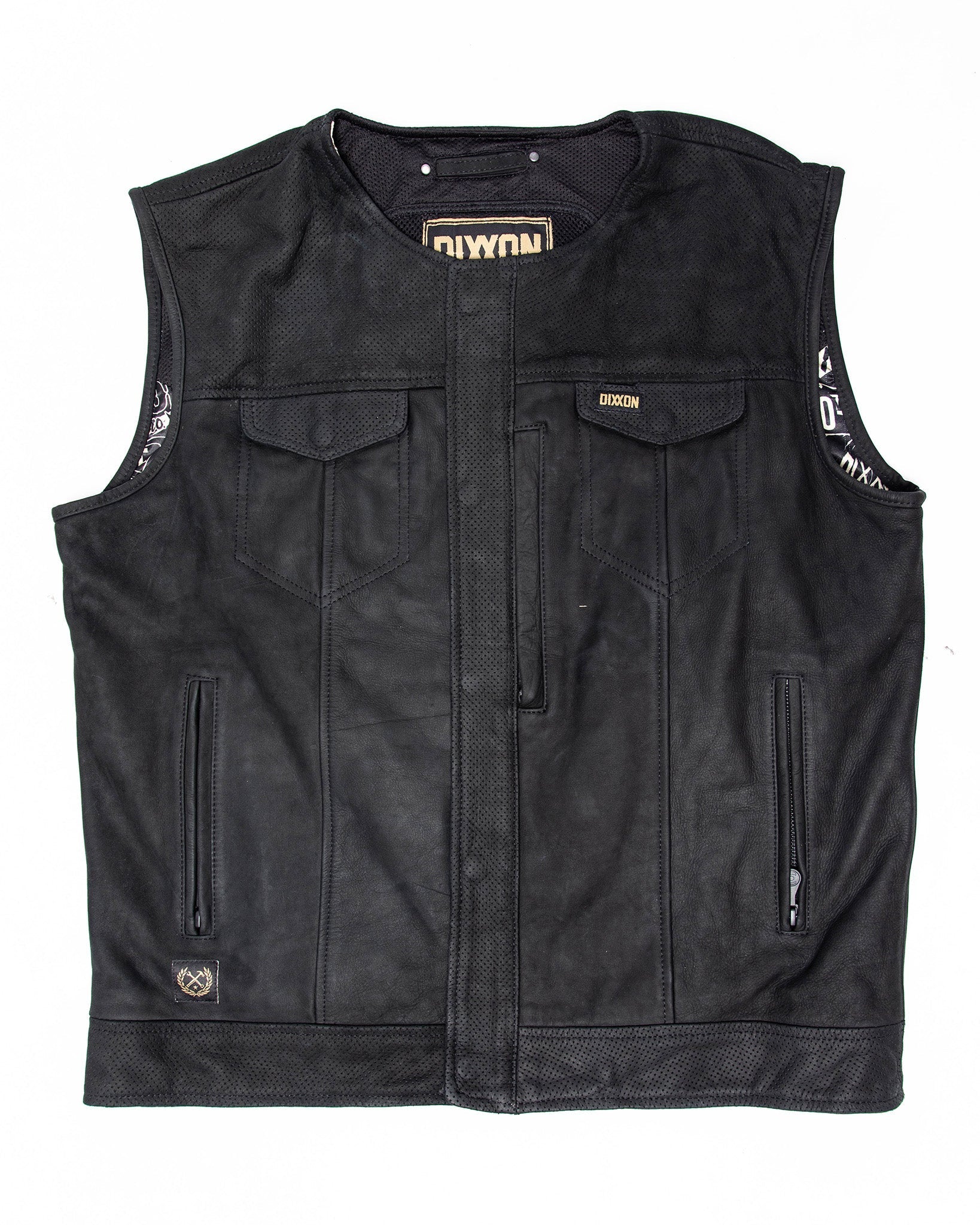 Black Hills Perforated Leather Vest - Black