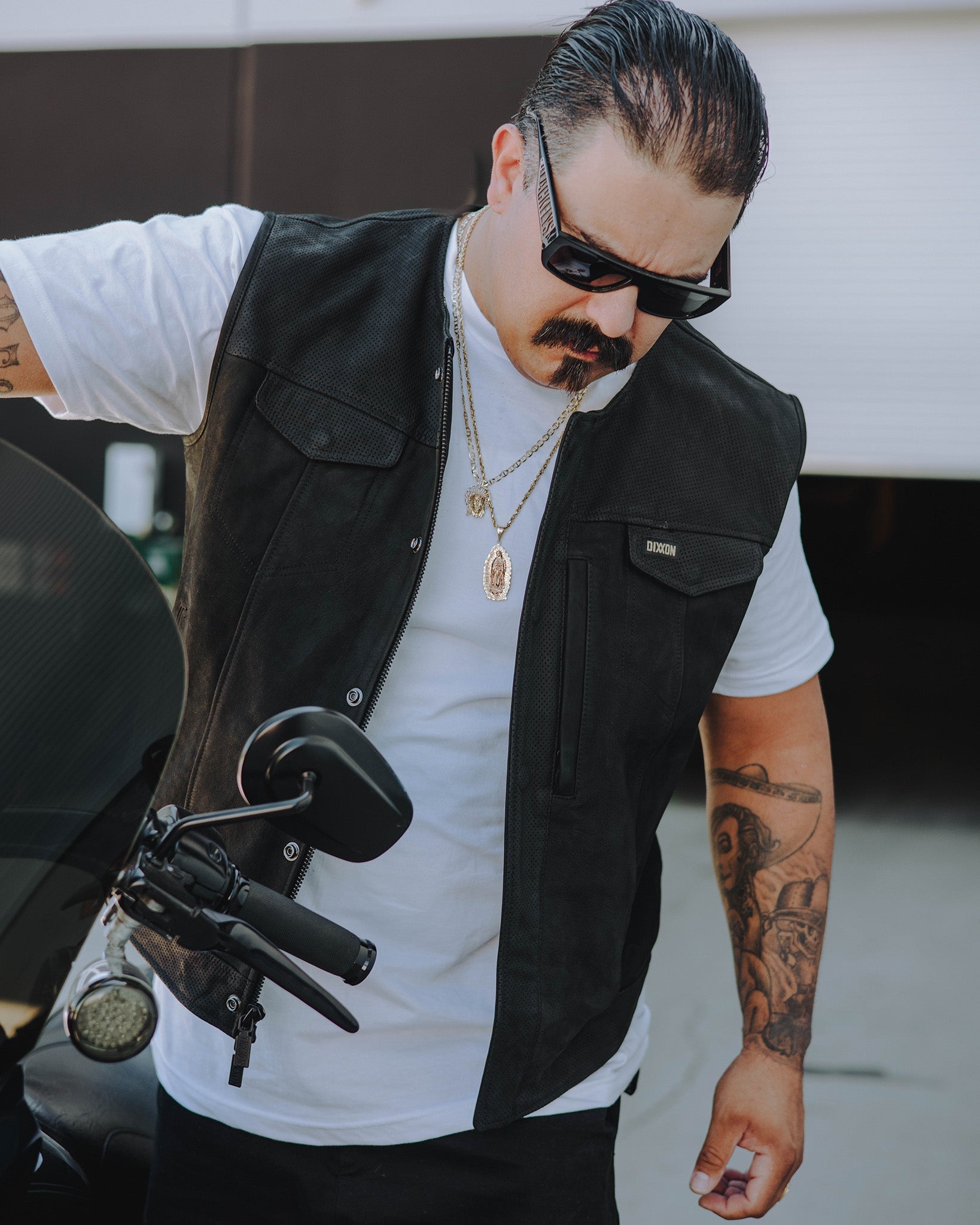 Black Hills Perforated Leather Vest - Black