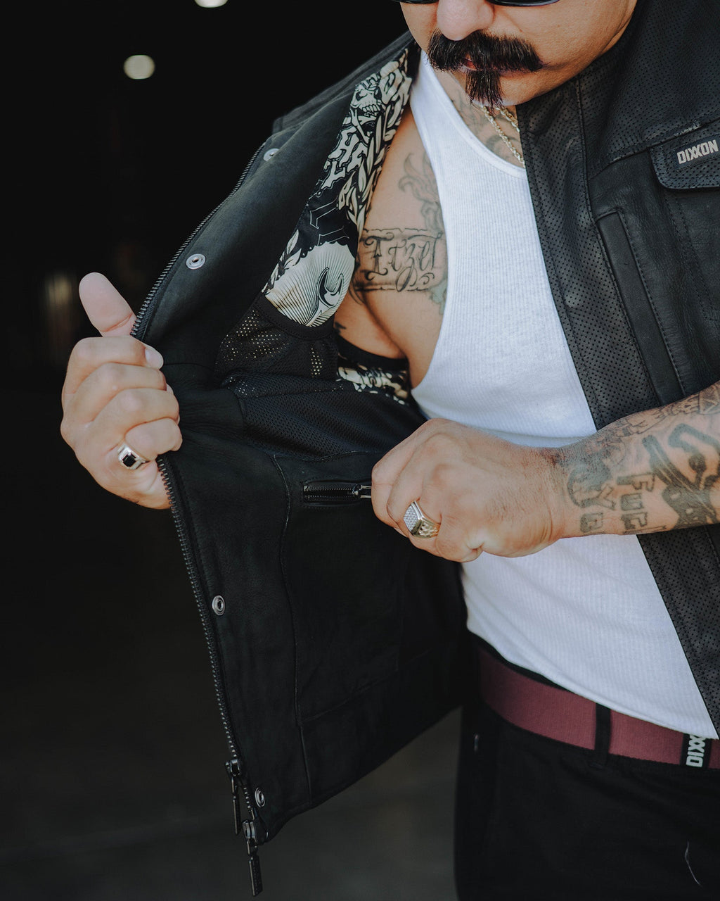 Black Hills Perforated Leather Vest - Black