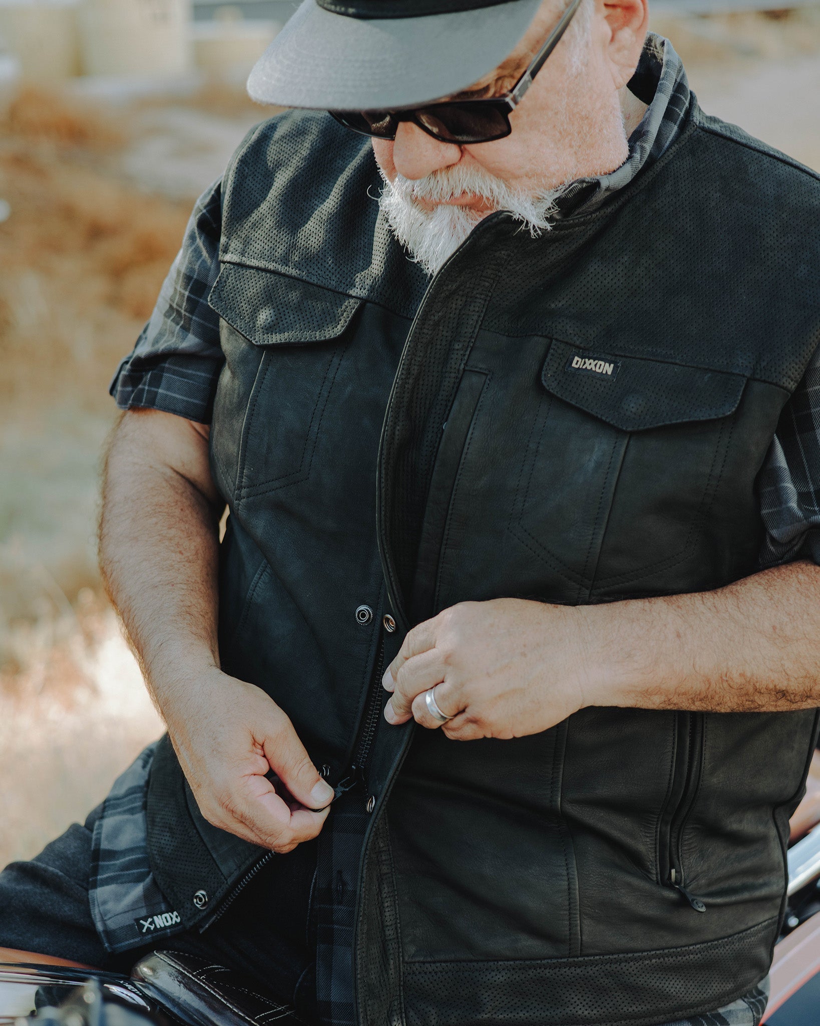 Black Hills Perforated Leather Vest - Black