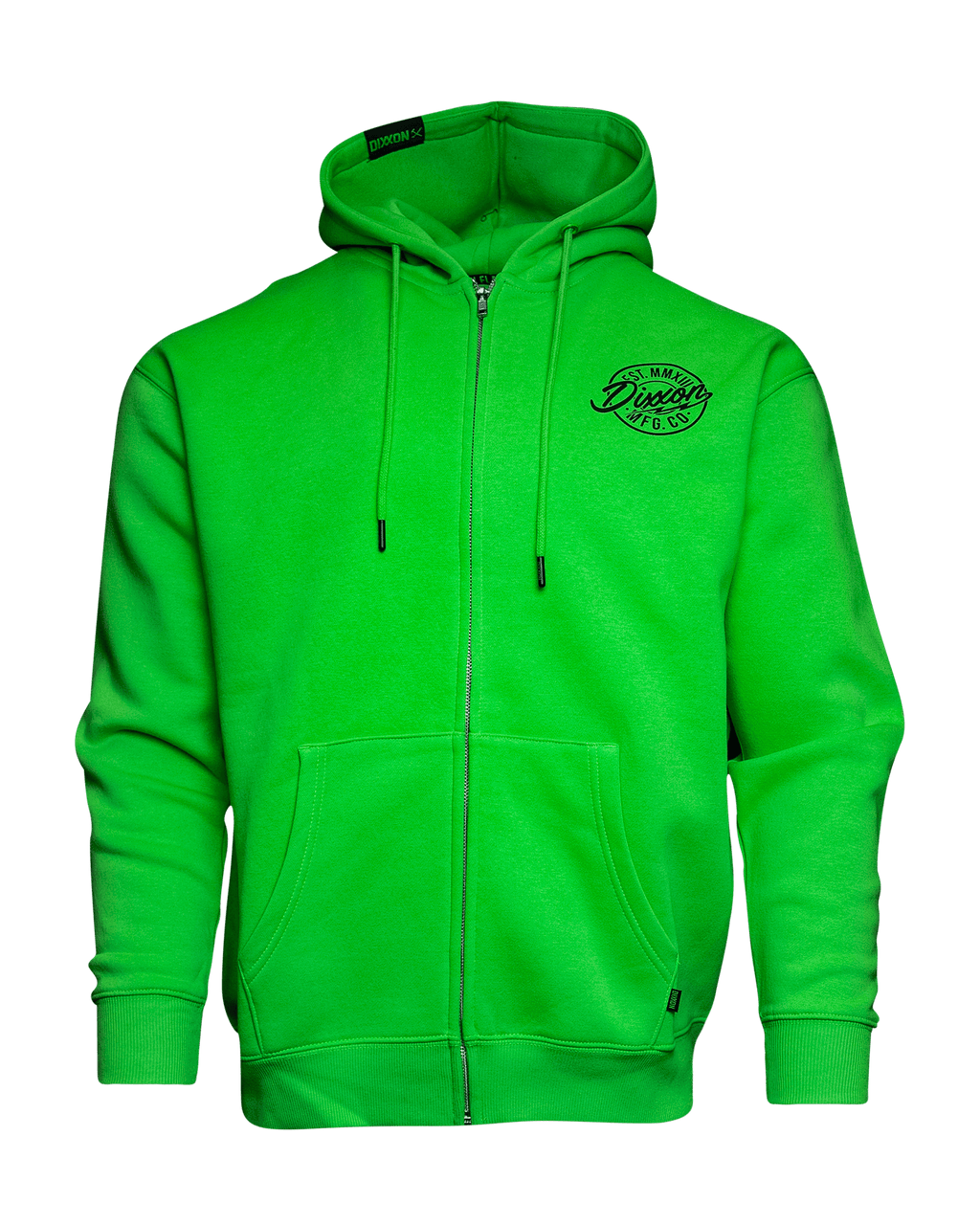 Black MFG Badge Zip Up Hoodie - Safety Green