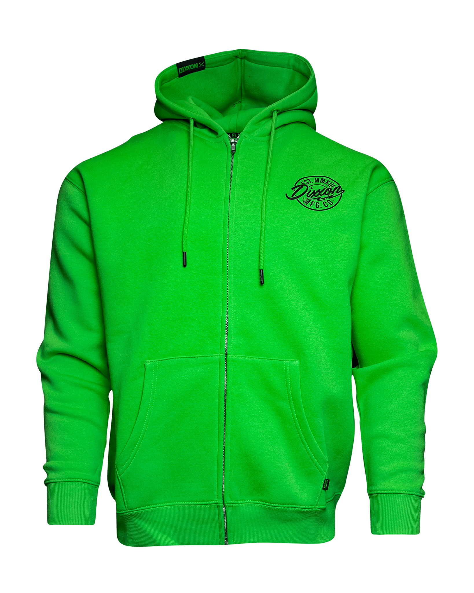 Black MFG Badge Zip Up Hoodie - Safety Green