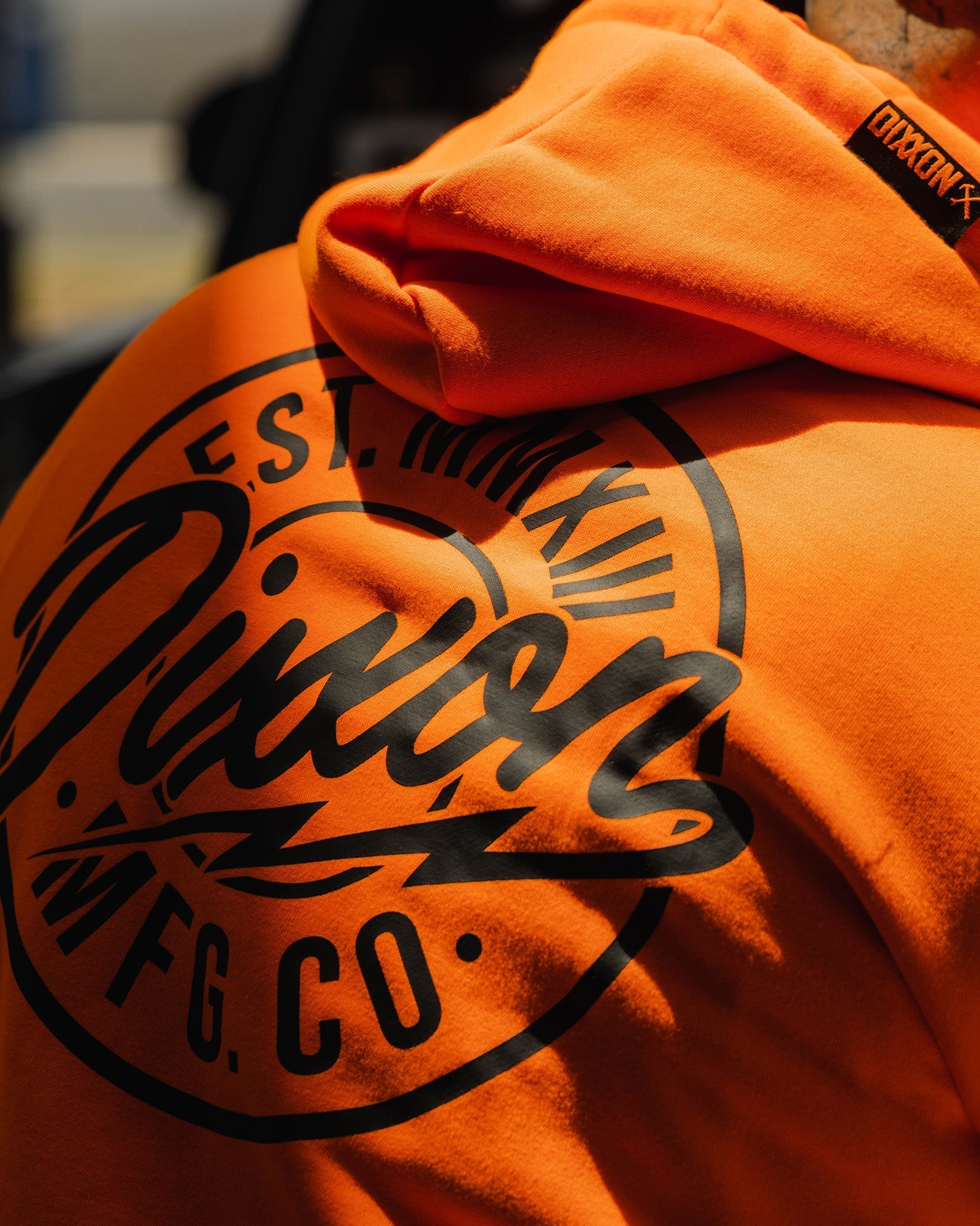 Black MFG Badge Zip Up Hoodie - Safety Orange