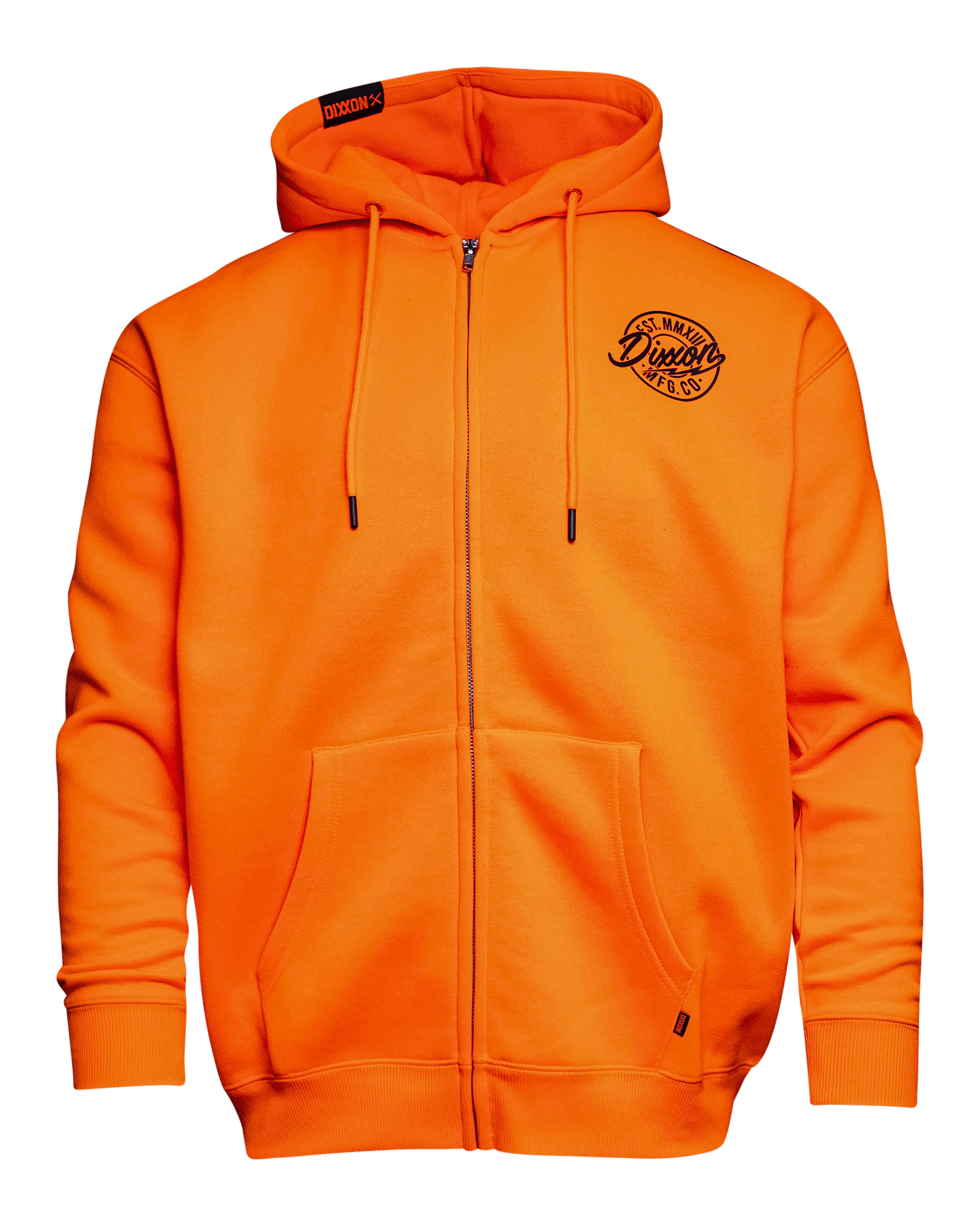 Black MFG Badge Zip Up Hoodie - Safety Orange