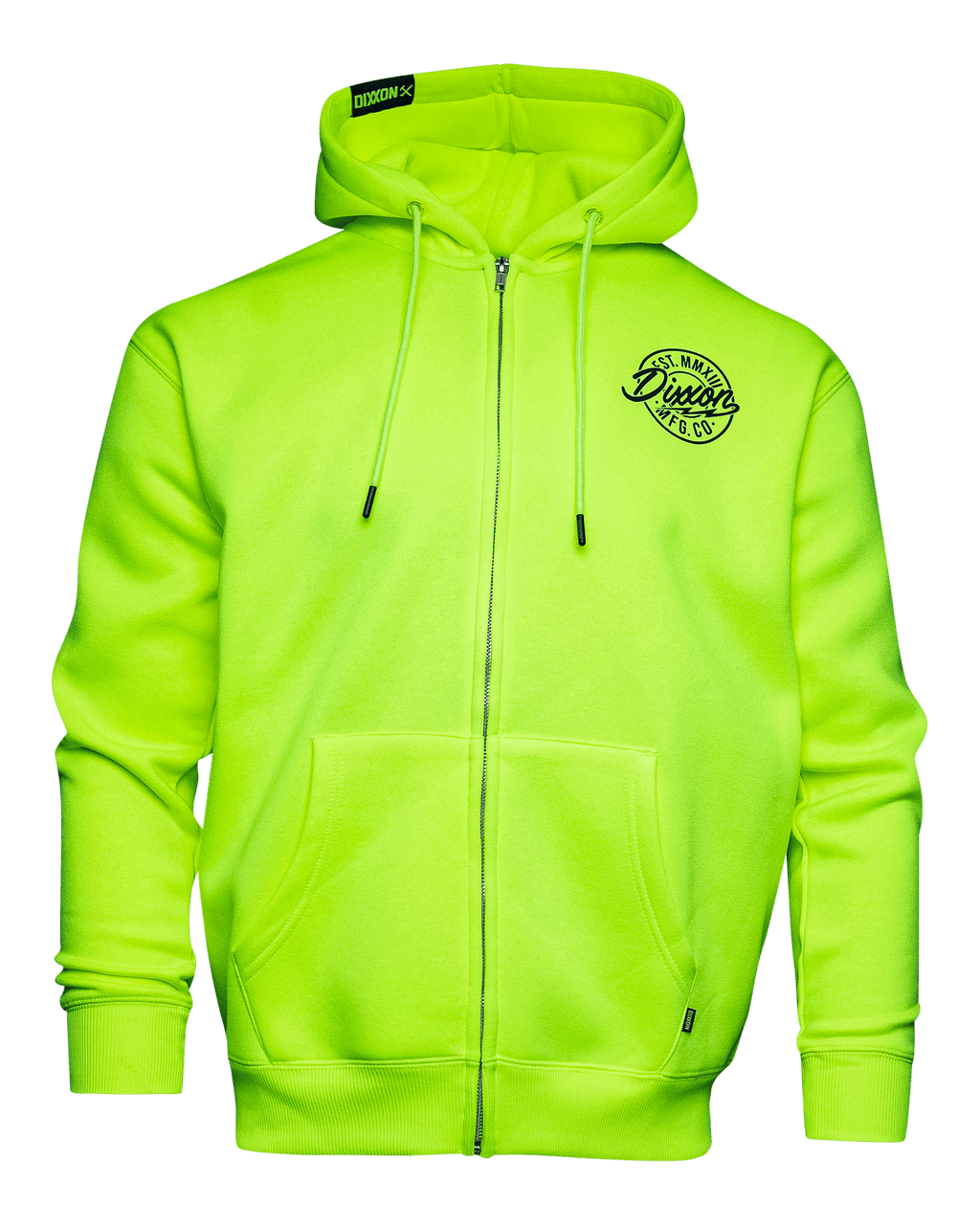 Black MFG Badge Zip Up Hoodie - Safety Yellow