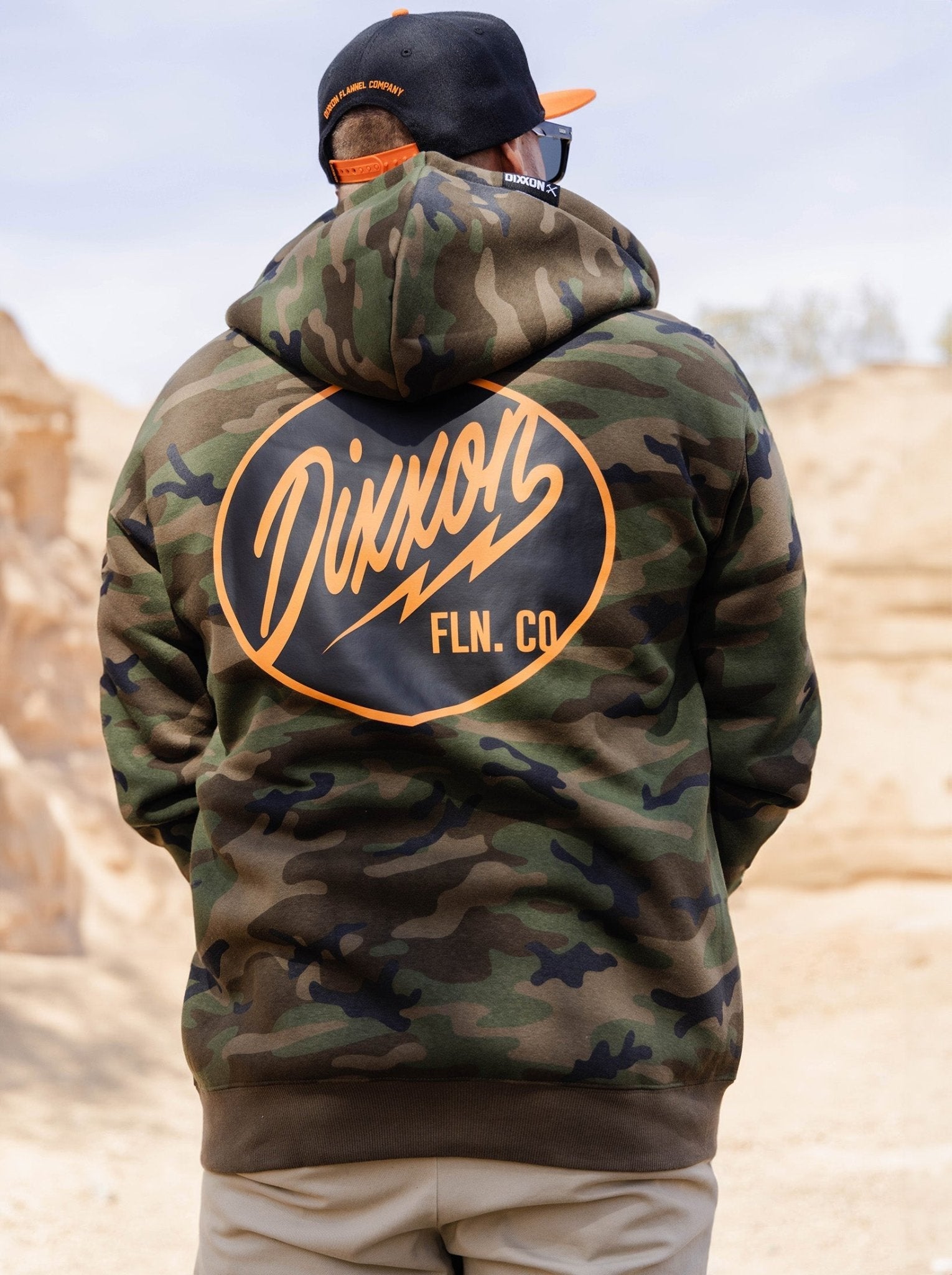 Black & Orange Esso Zip Up Hoodie - Camo