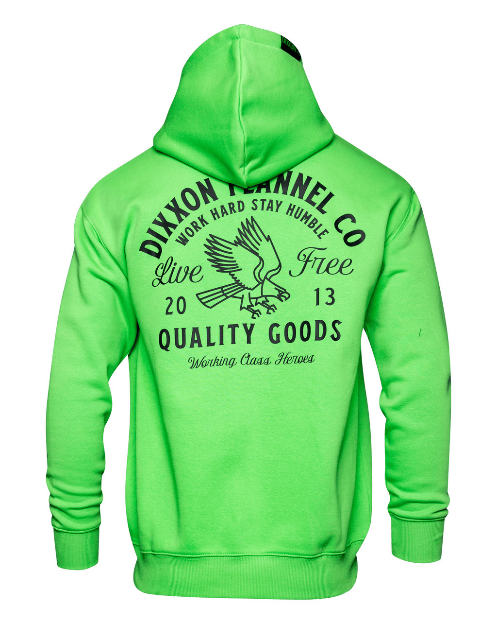 Black Quality Goods Zip Up Hoodie - Safety Green