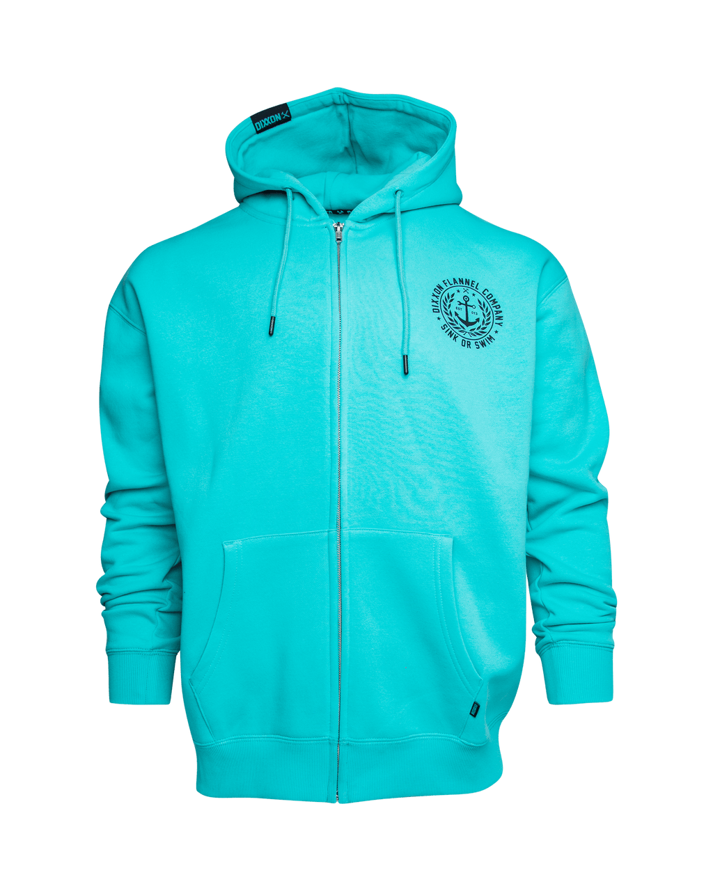 Black Salty Crest Zip Up Hoodie - Tiffany