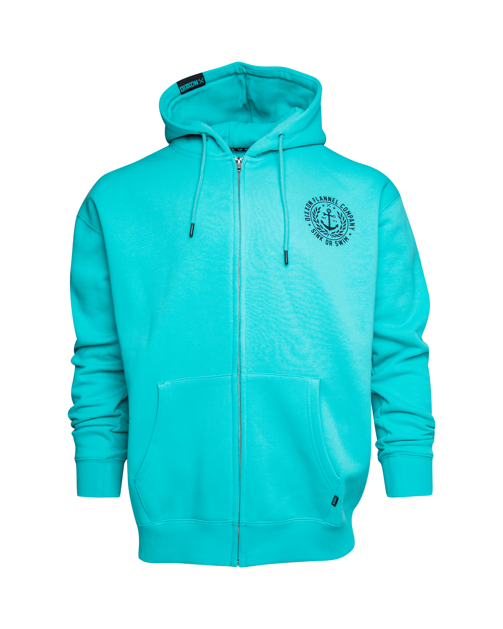 Black Salty Crest Zip Up Hoodie - Tiffany