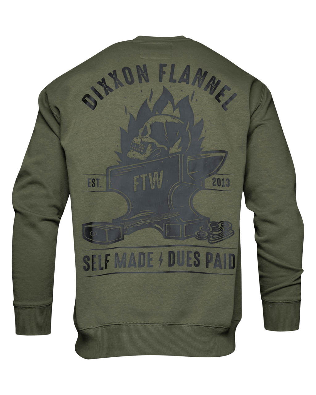 Black Self Made Crewneck Sweatshirt - O.D. Green