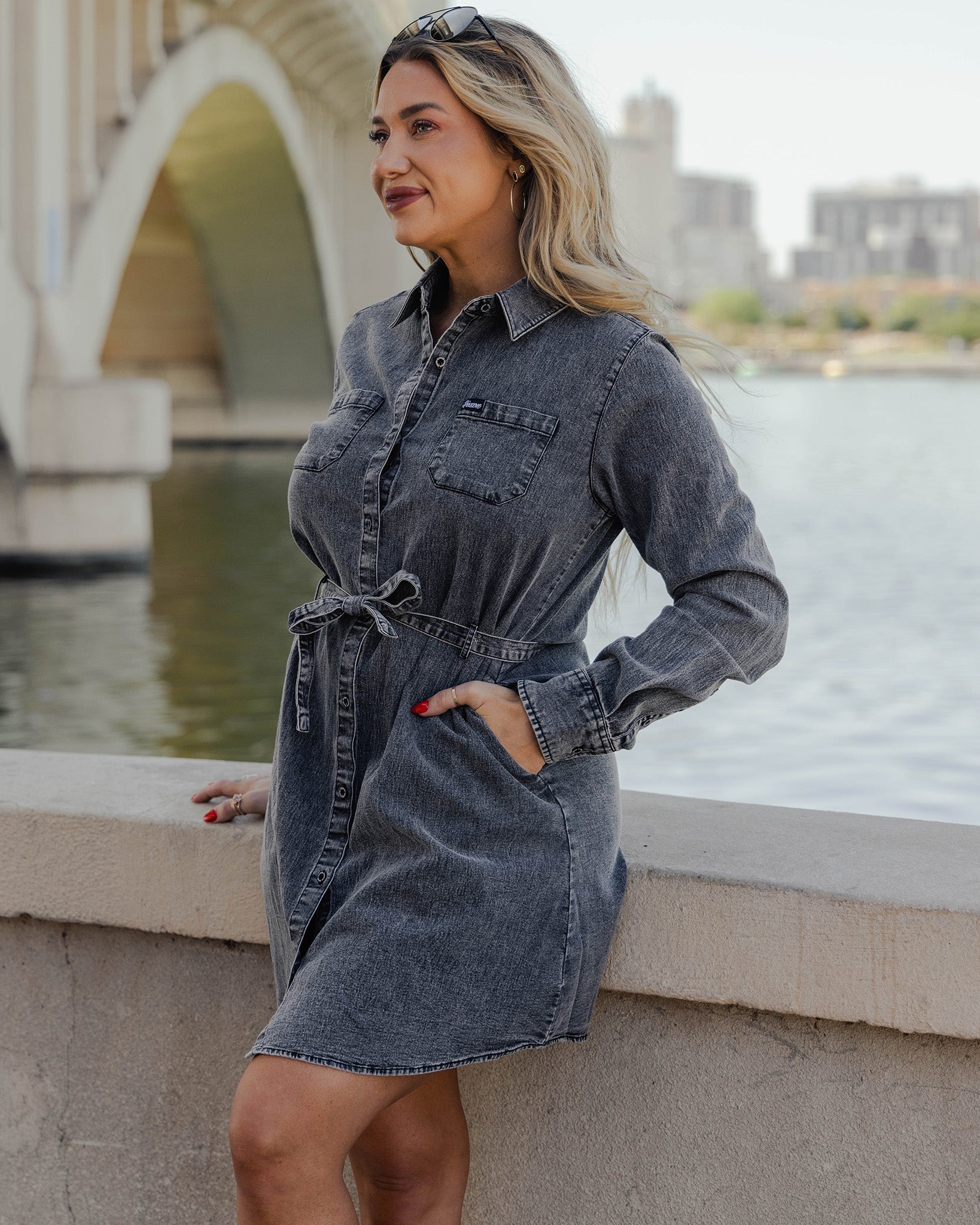Black Washed Denim Dress
