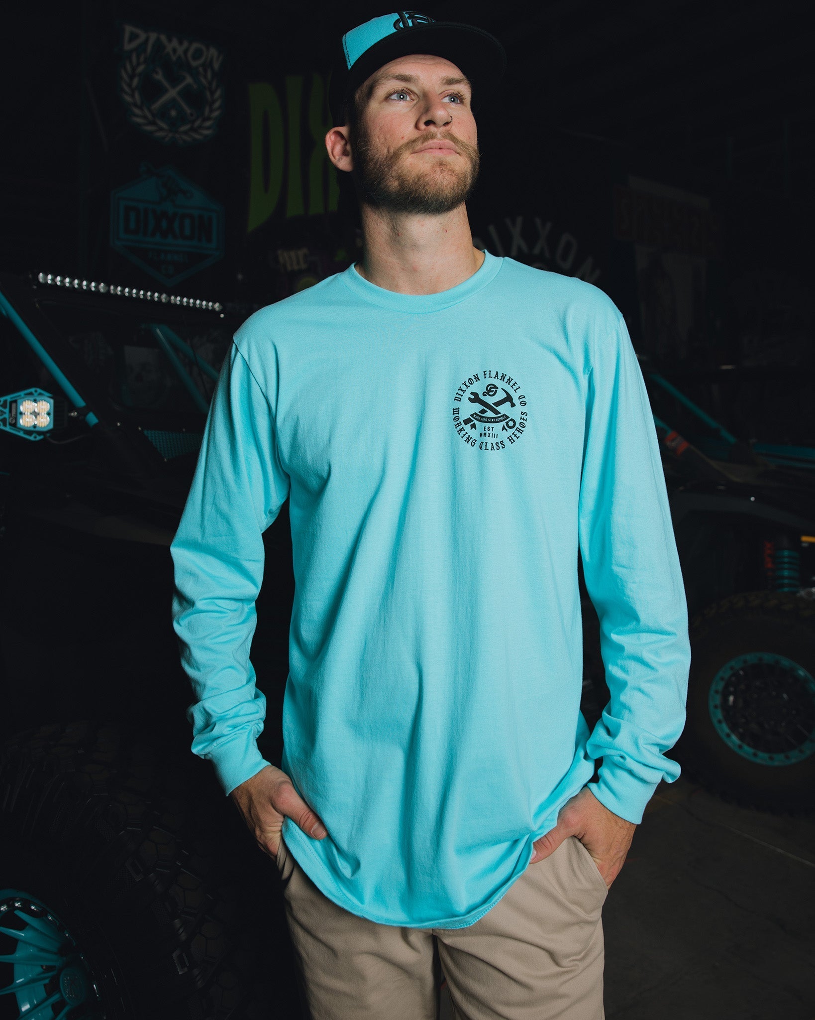 Black Working Class Badge Long Sleeve T-Shirt - Tiffany