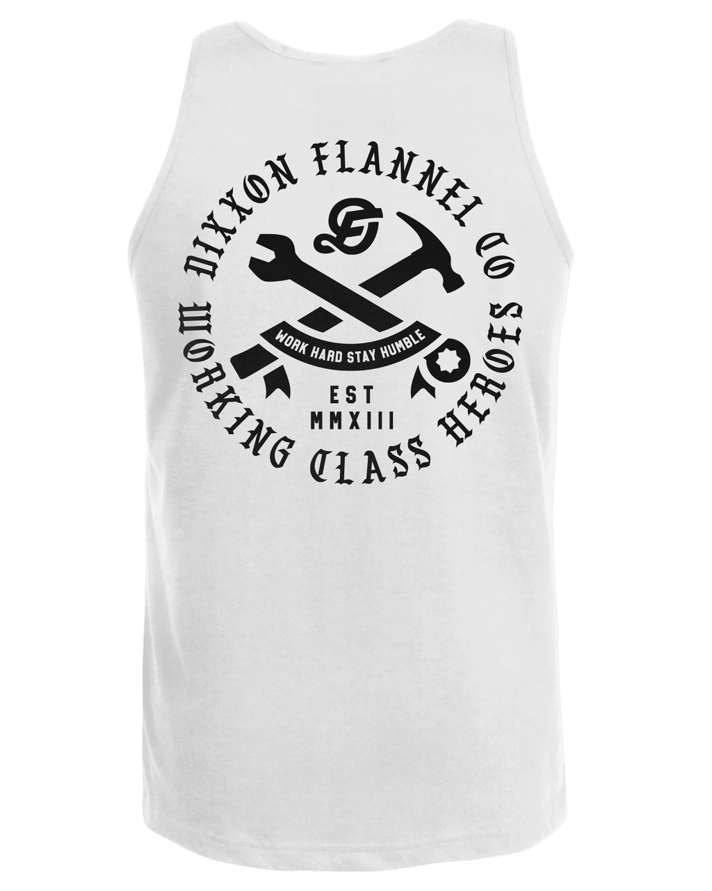 Black Working Class Badge Tank - White