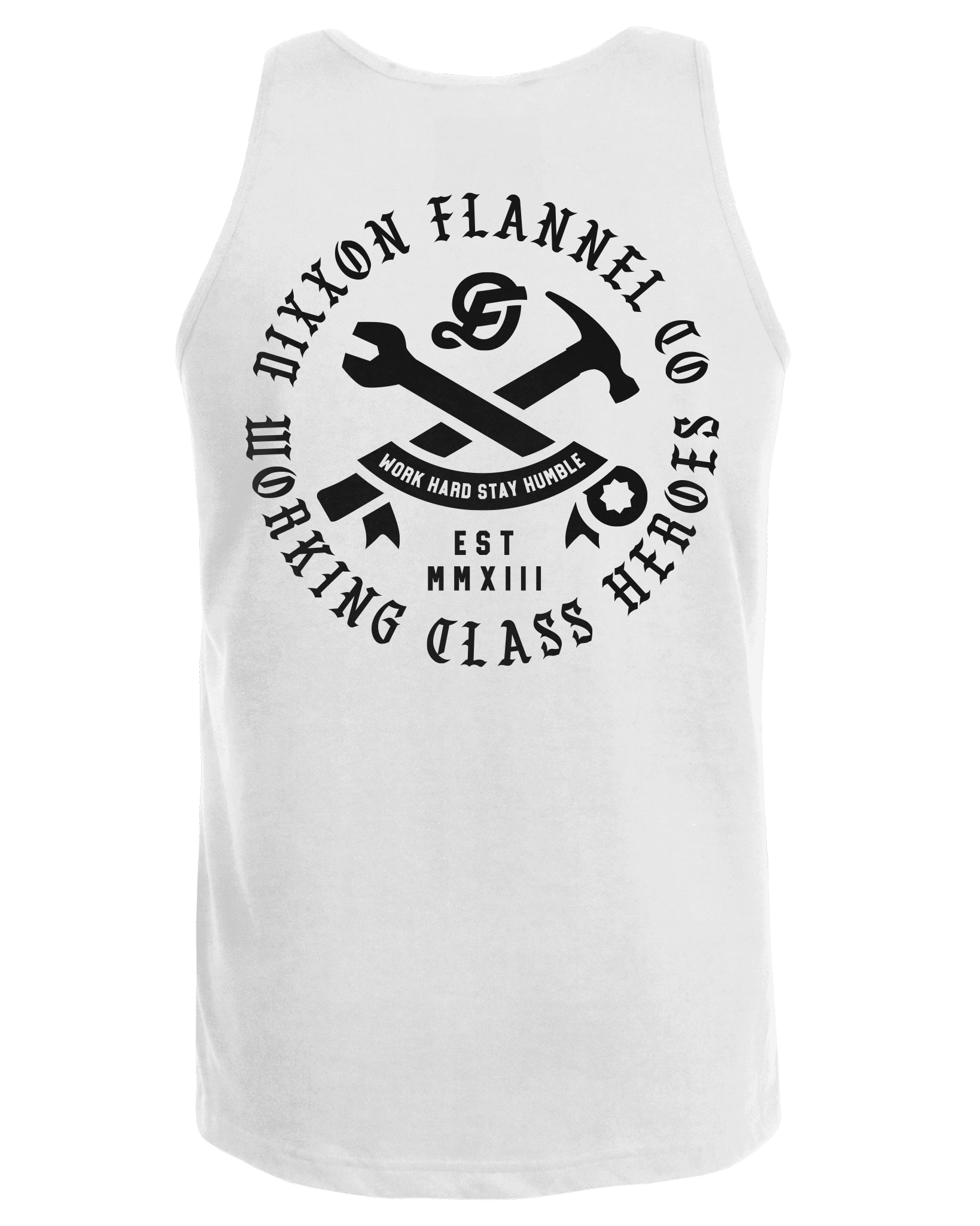 Black Working Class Badge Tank - White