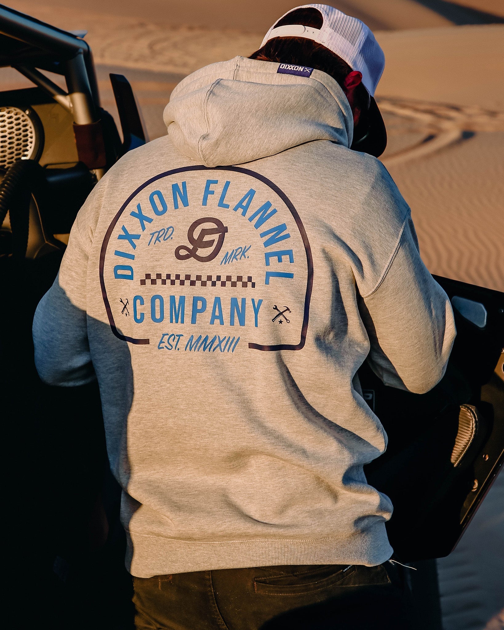 Blue Branded Pullover Hoodie - Heather Gray