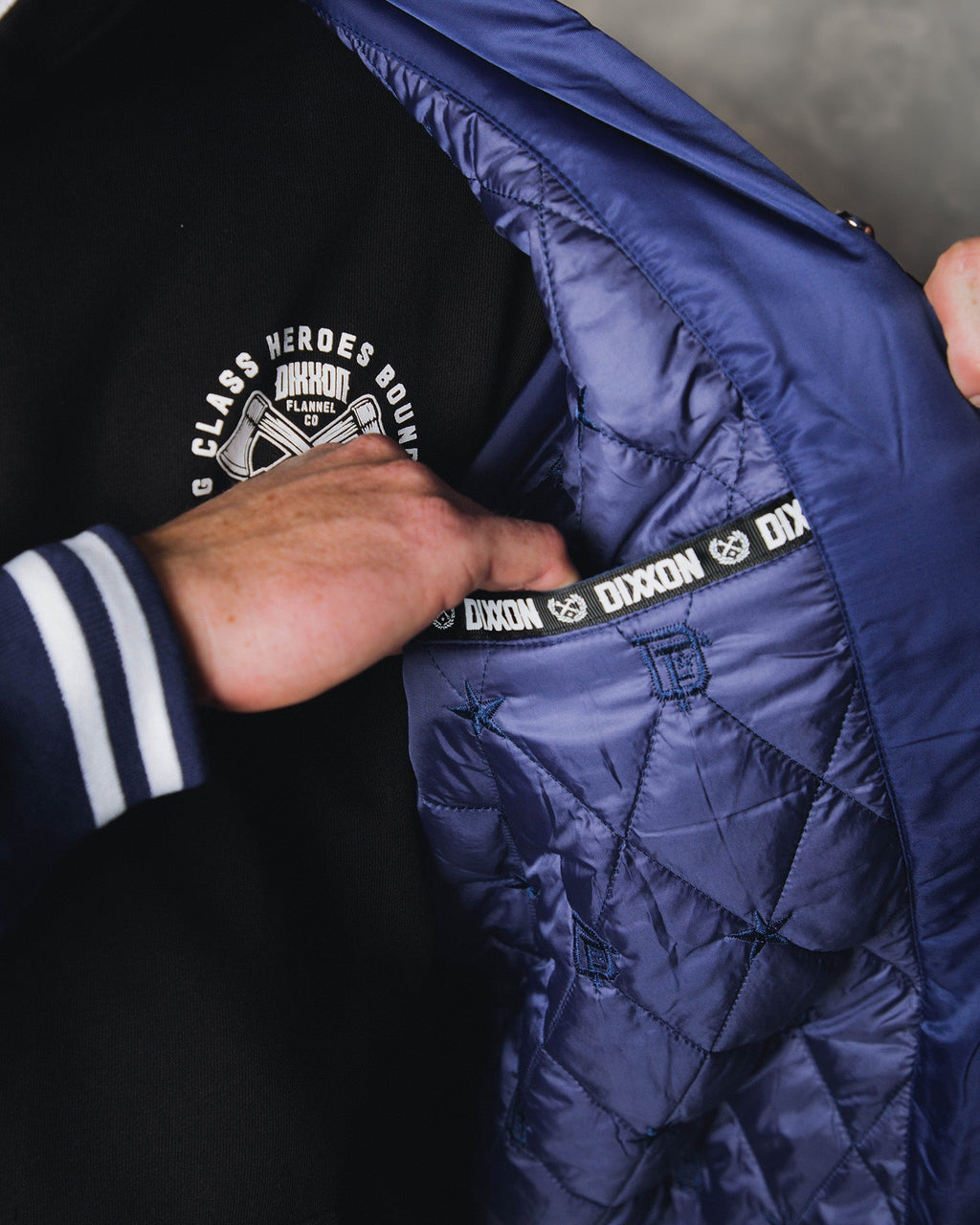 Blue Pastime Nylon Varsity Jacket