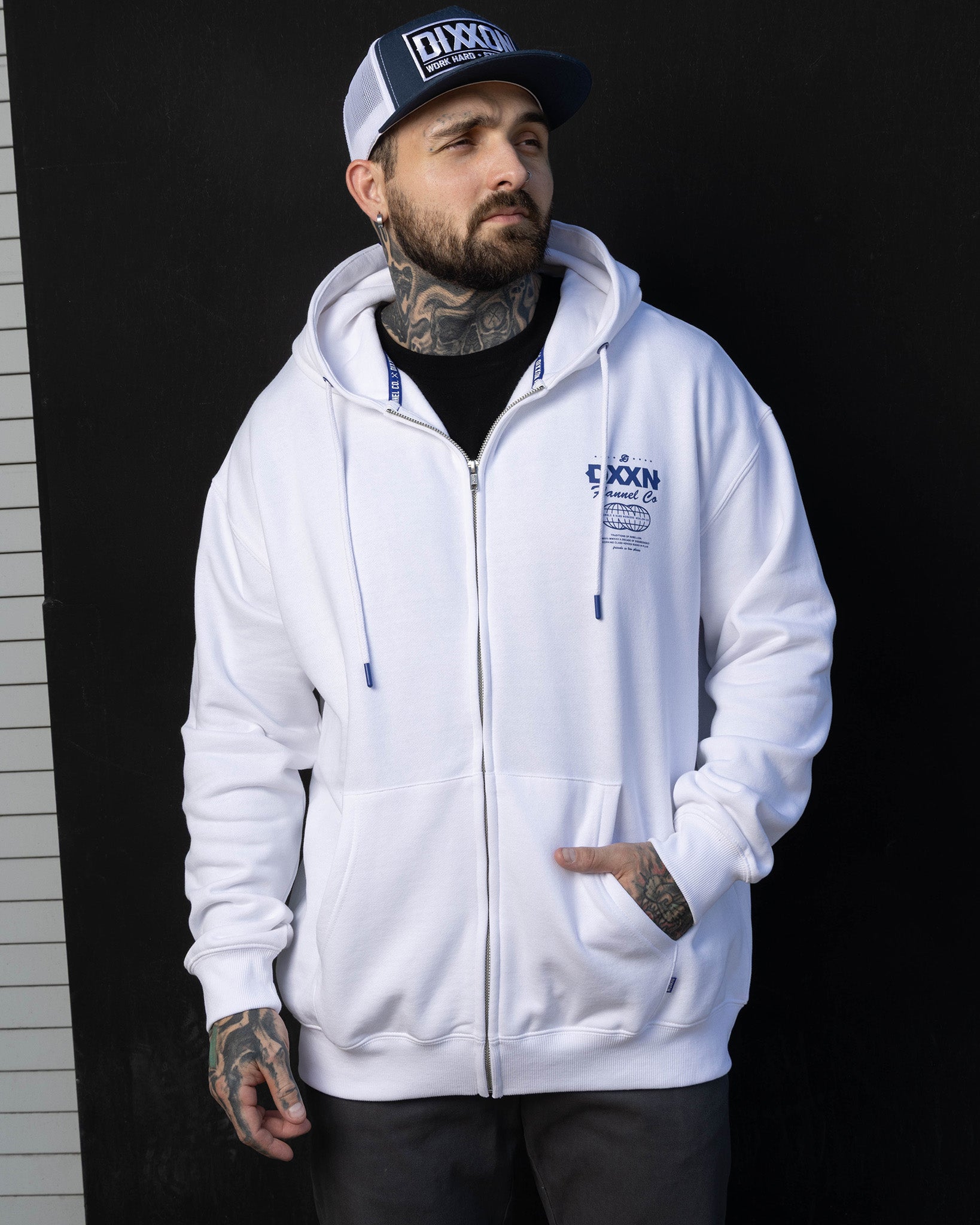 Blue Tech Zip Up - White