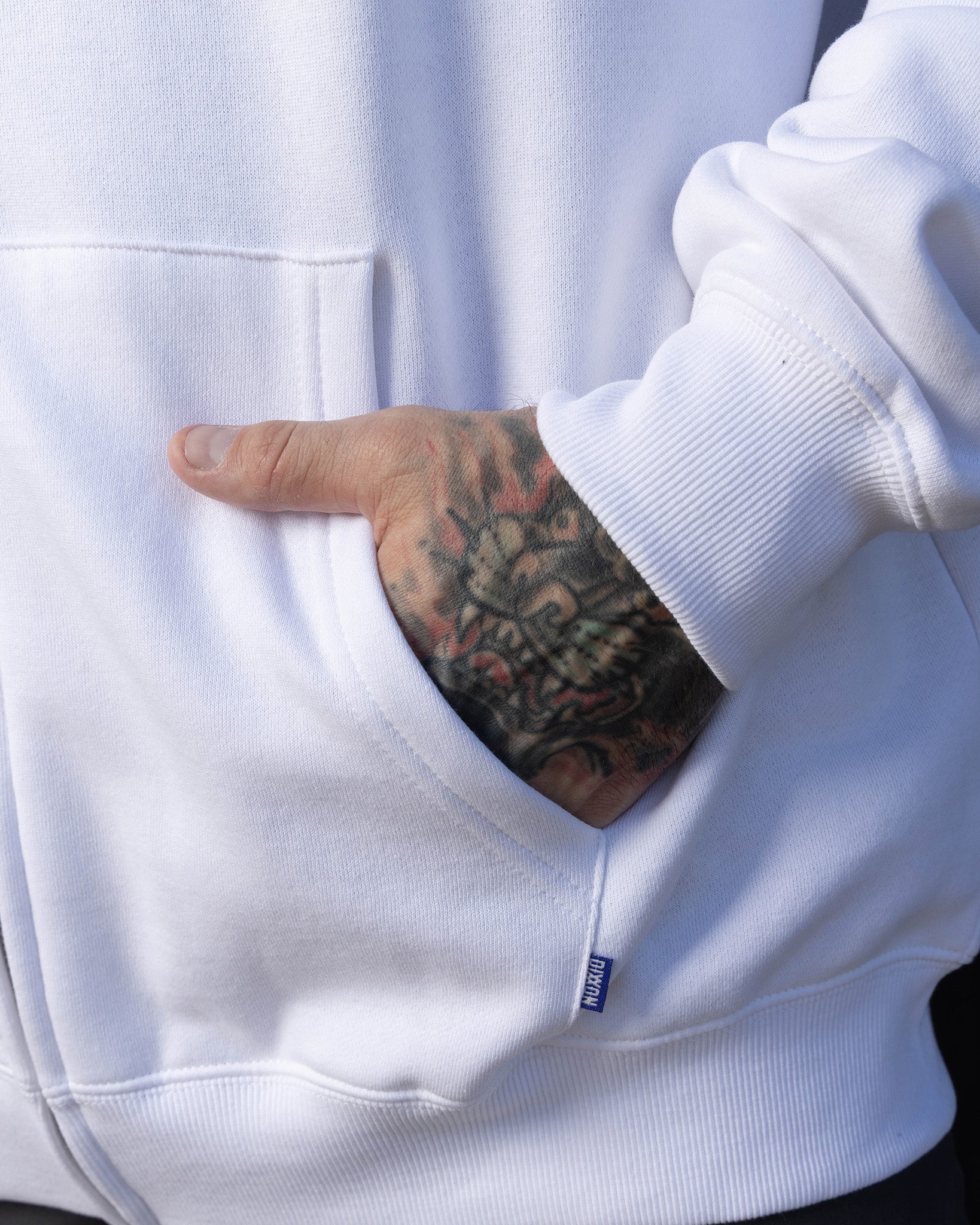 Blue Tech Zip Up - White