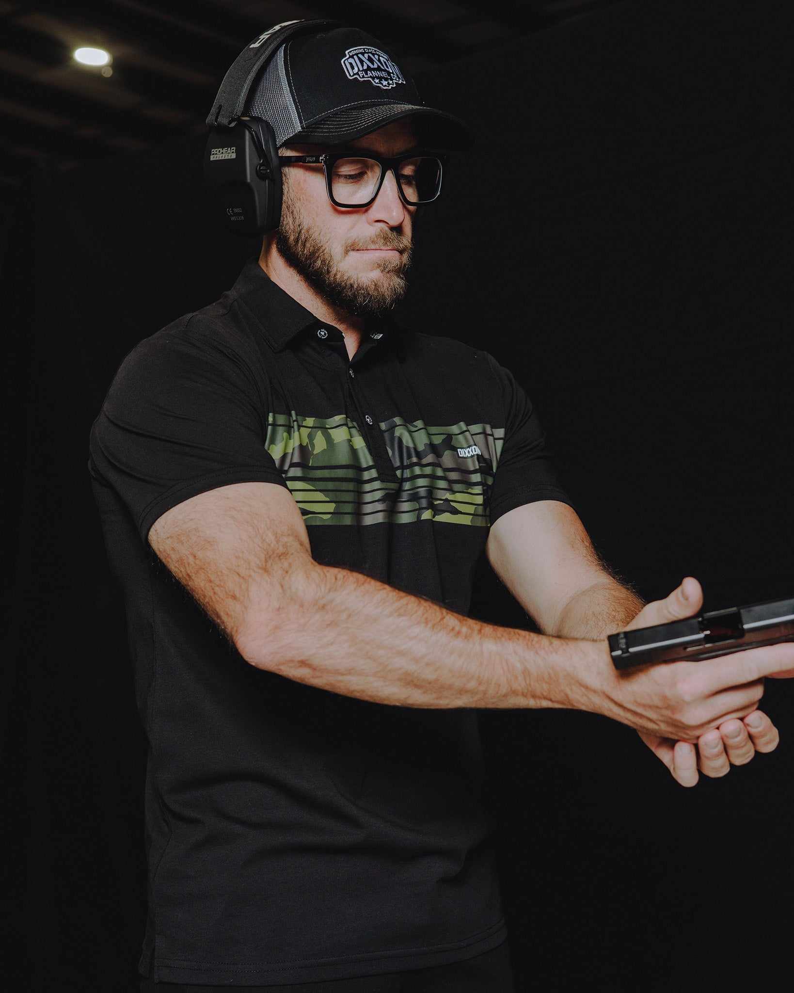 Camo Stripe Premium Polo - Black