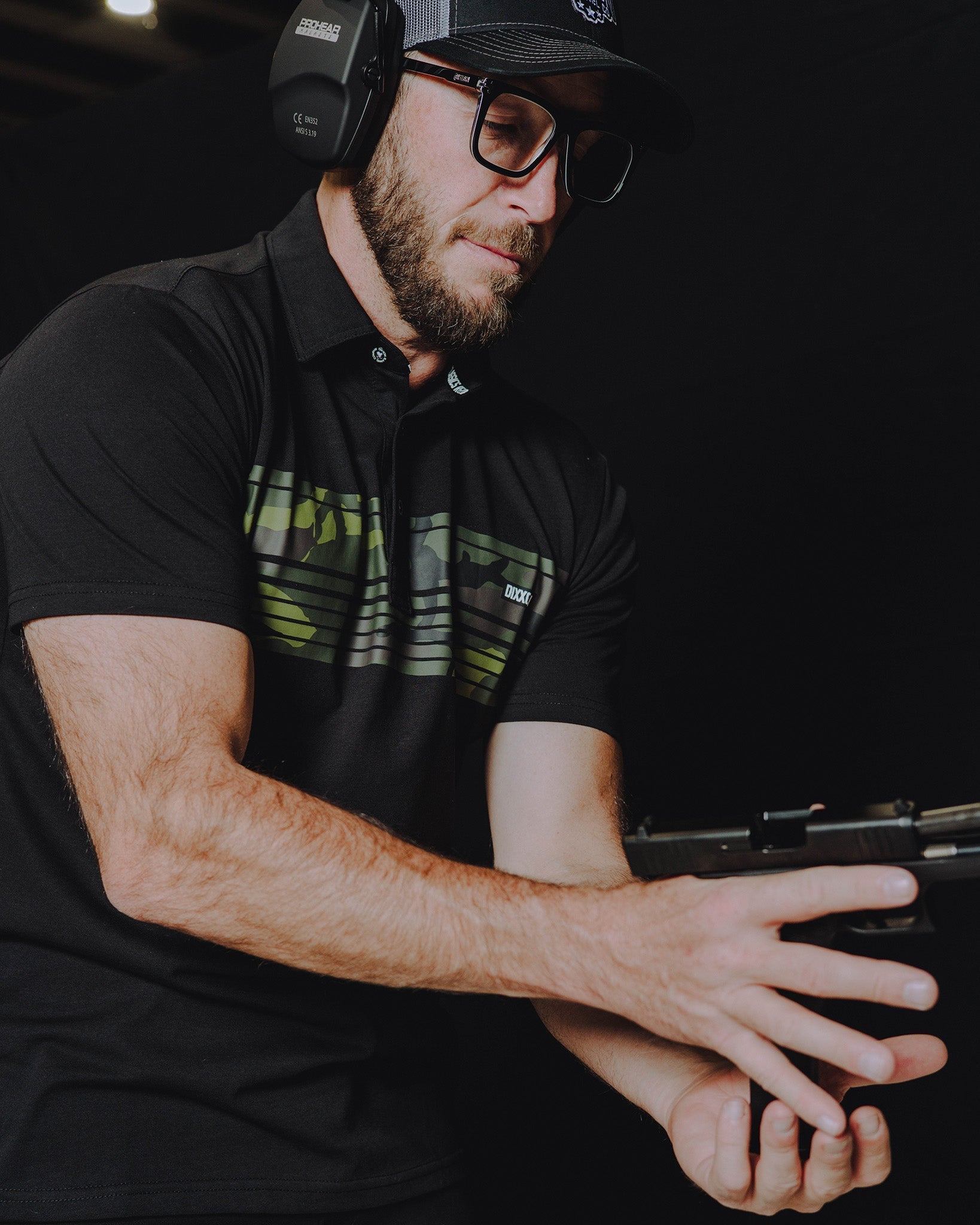 Camo Stripe Premium Polo - Black