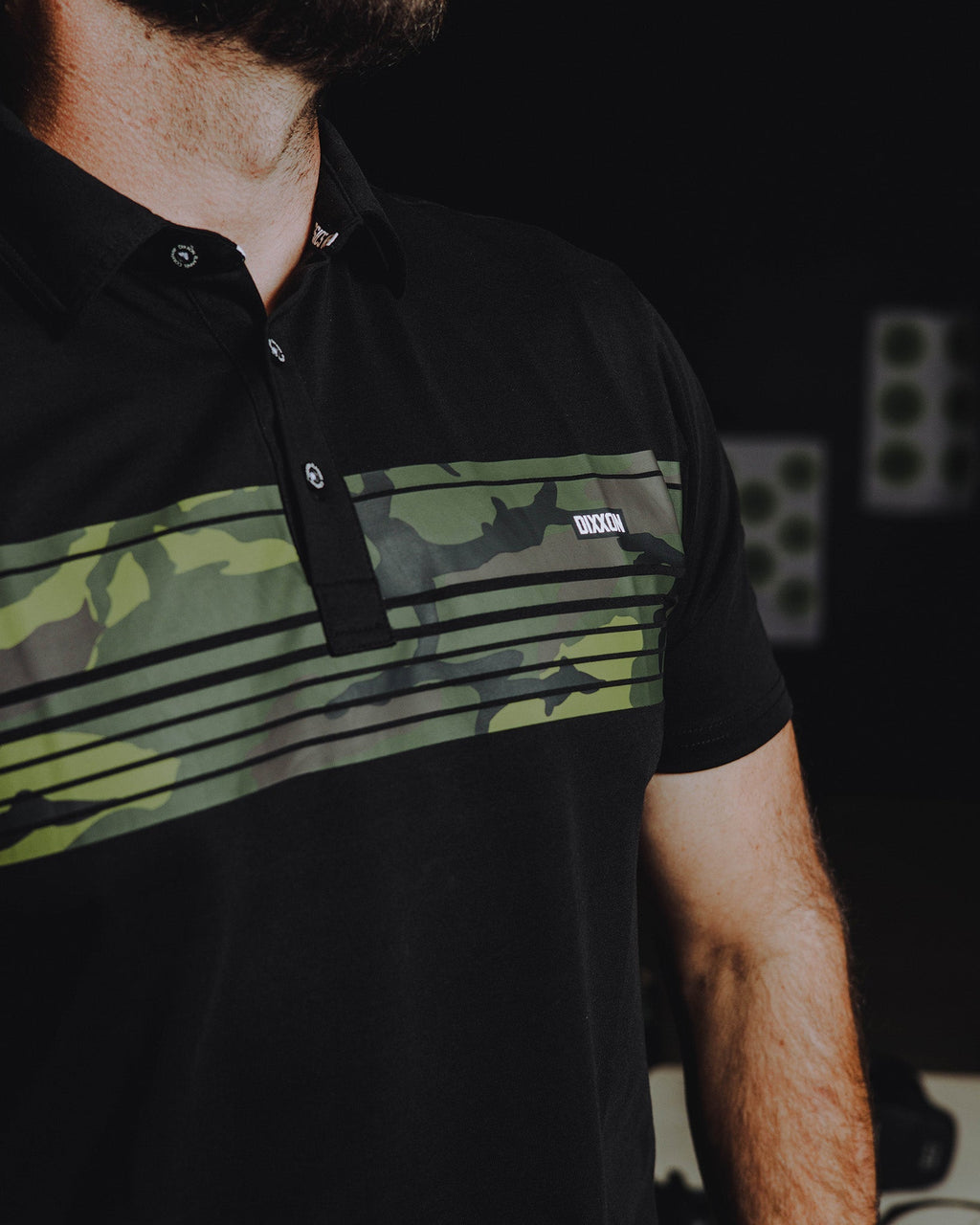 Camo Stripe Premium Polo - Black