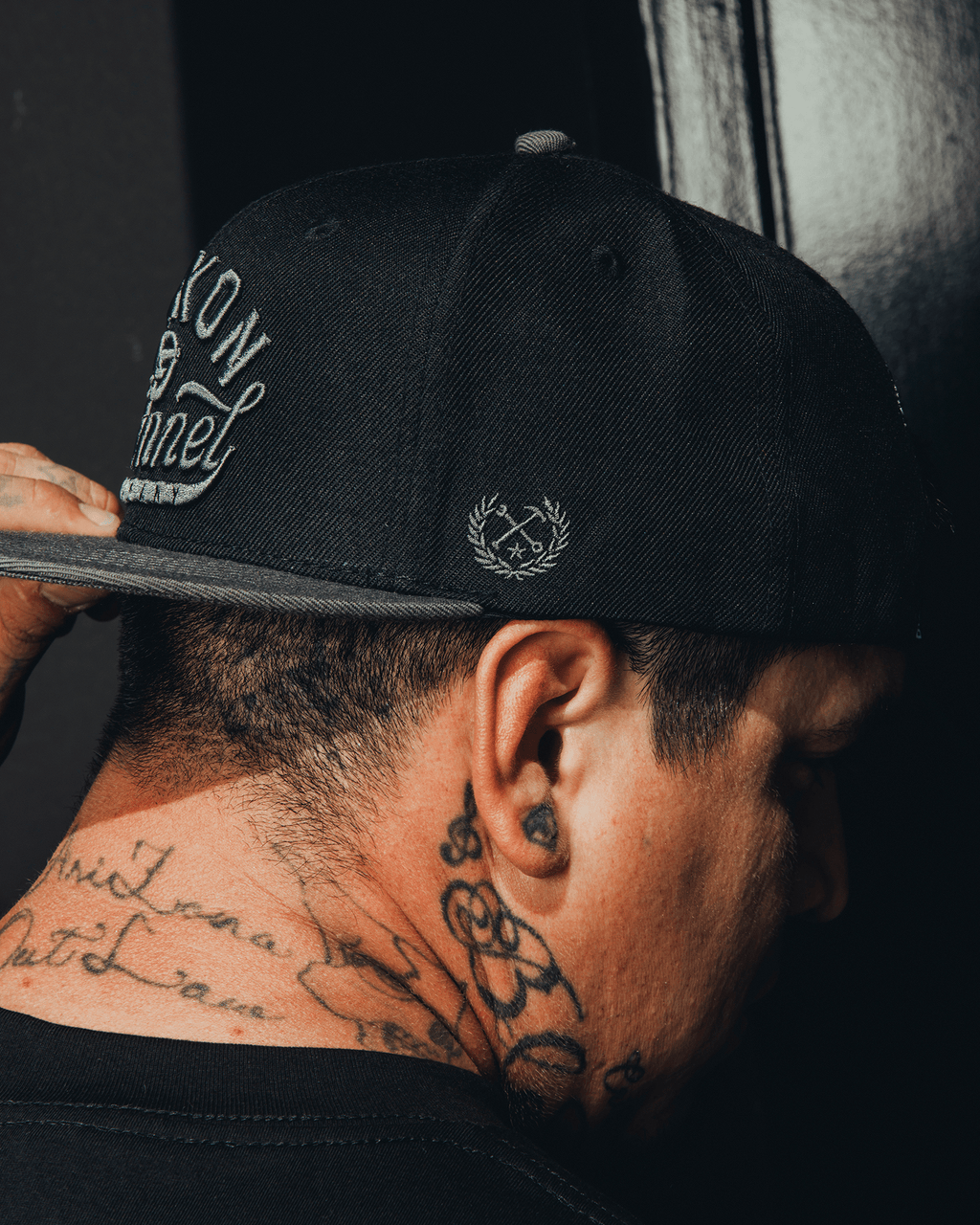 Charcoal Pastime Flat Bill Snapback - Black