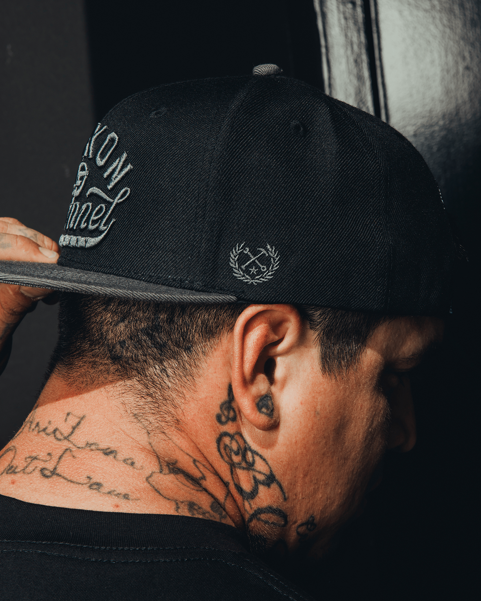 Charcoal Pastime Flat Bill Snapback - Black