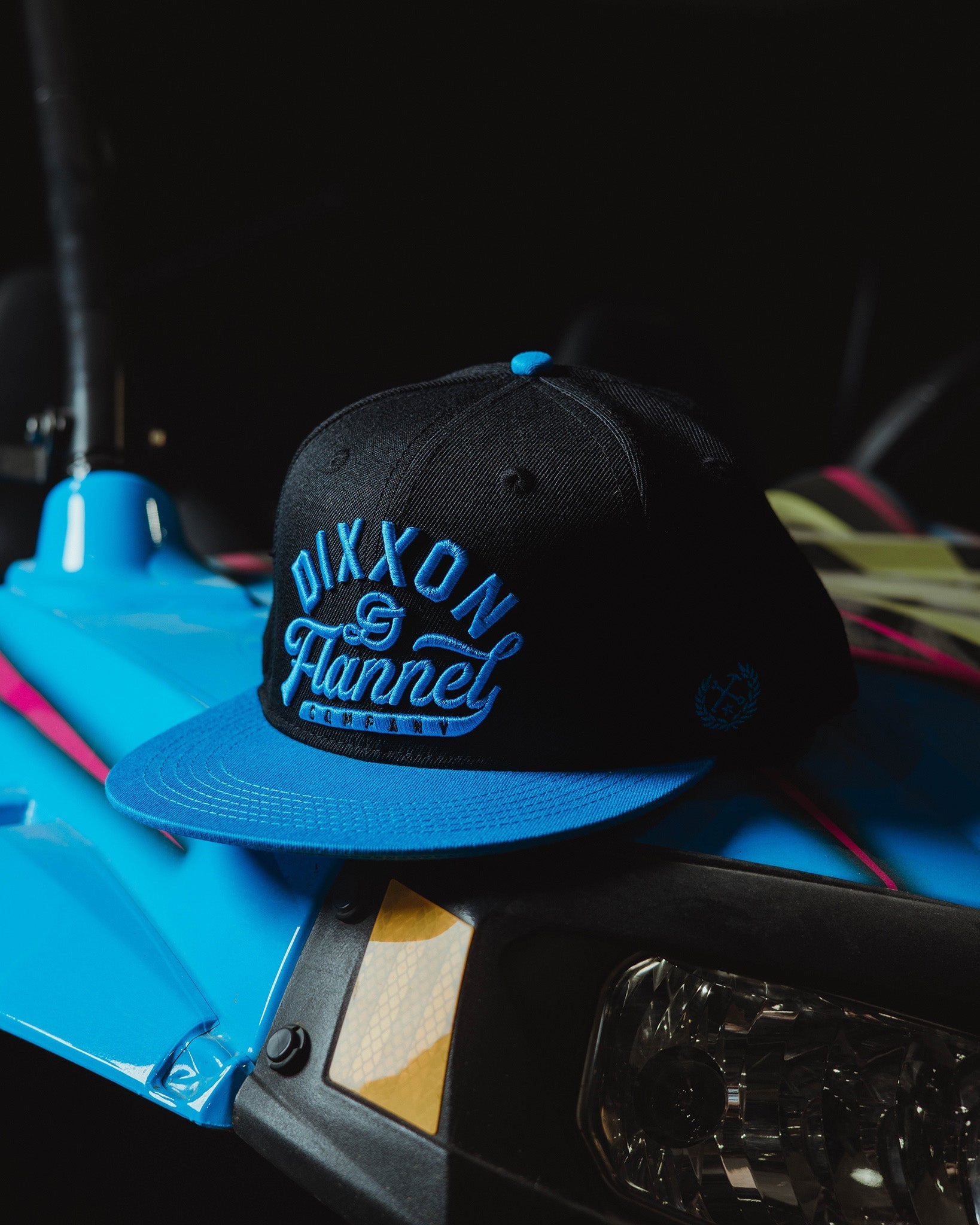 Cyan Pastime Flat Bill Snapback - Black