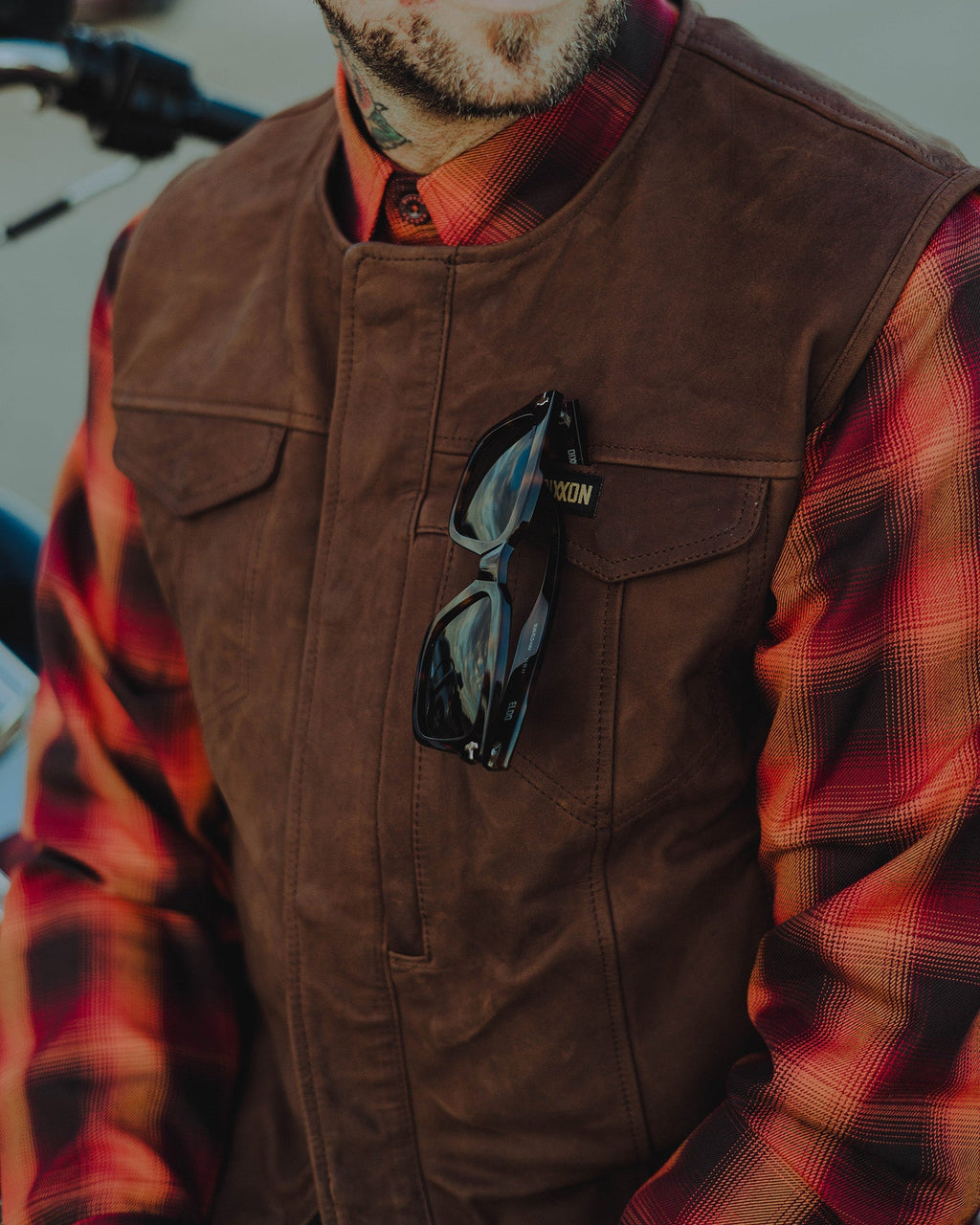 Deadwood Suede Leather Vest - Mahogany