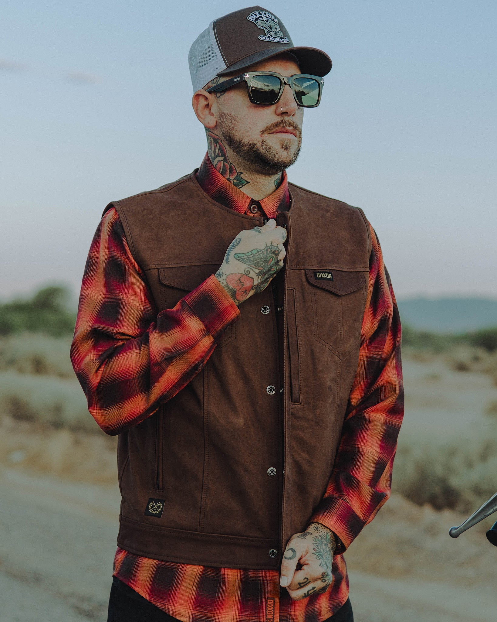 Deadwood Suede Leather Vest - Mahogany
