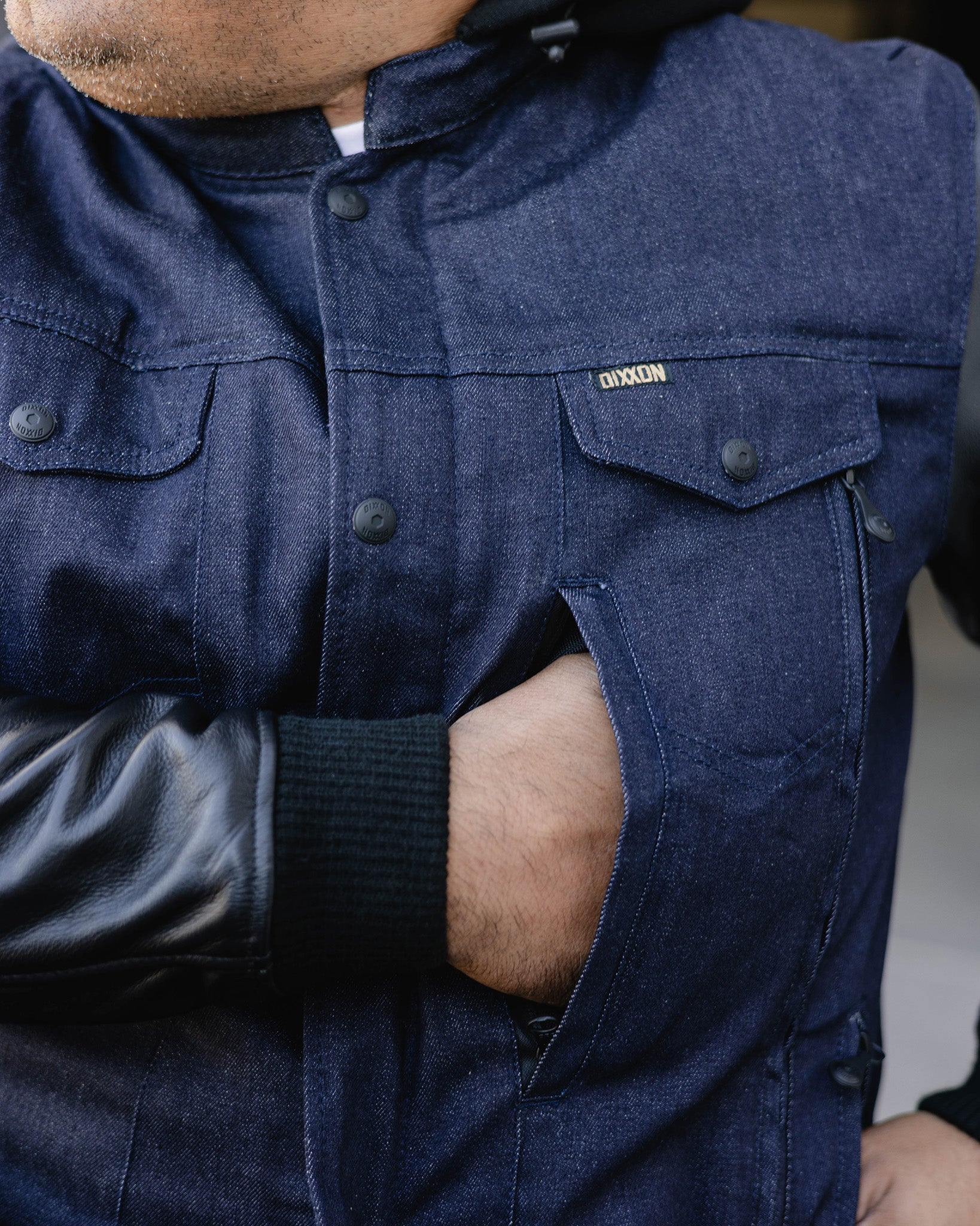 Dillinger Denim & Leather Jacket - Blue Denim