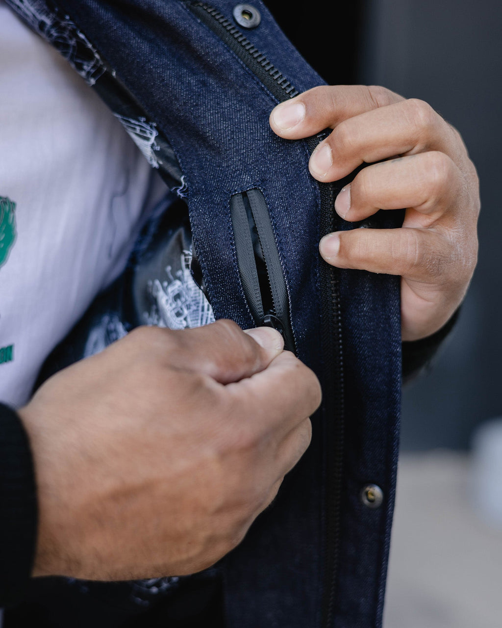 Dillinger Denim & Leather Jacket - Blue Denim