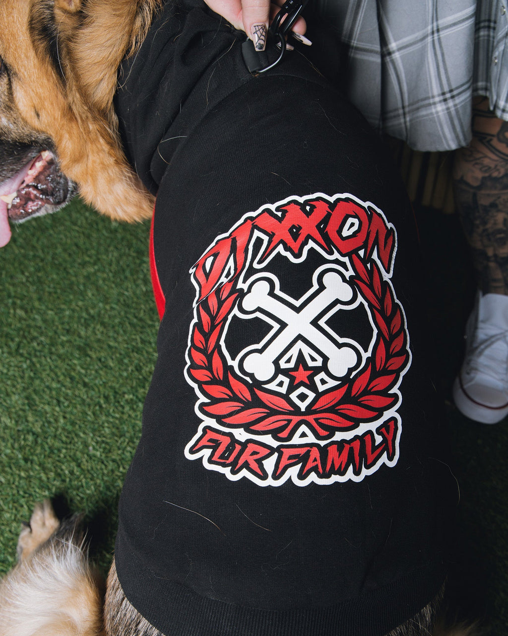 Dog Hoodie - Fur Family - Black & Red