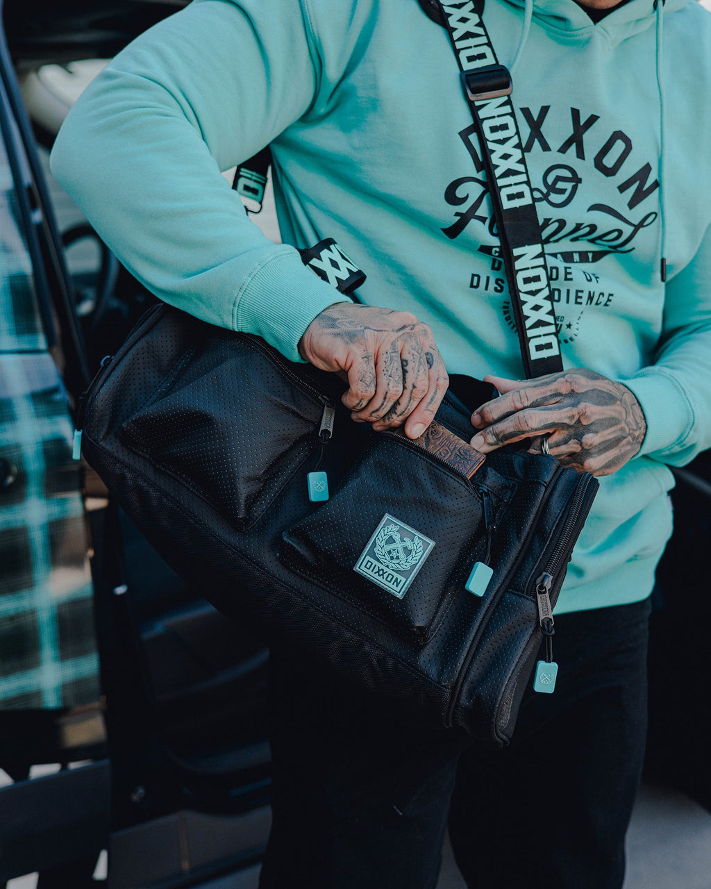 Duffel Bag - Black Perforated Leather