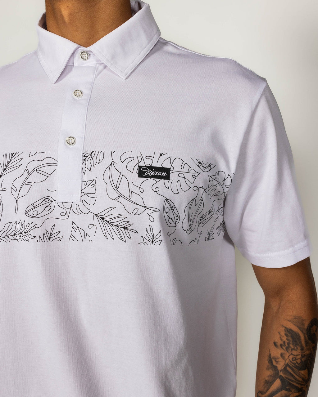 White Floral Premium Polo - White