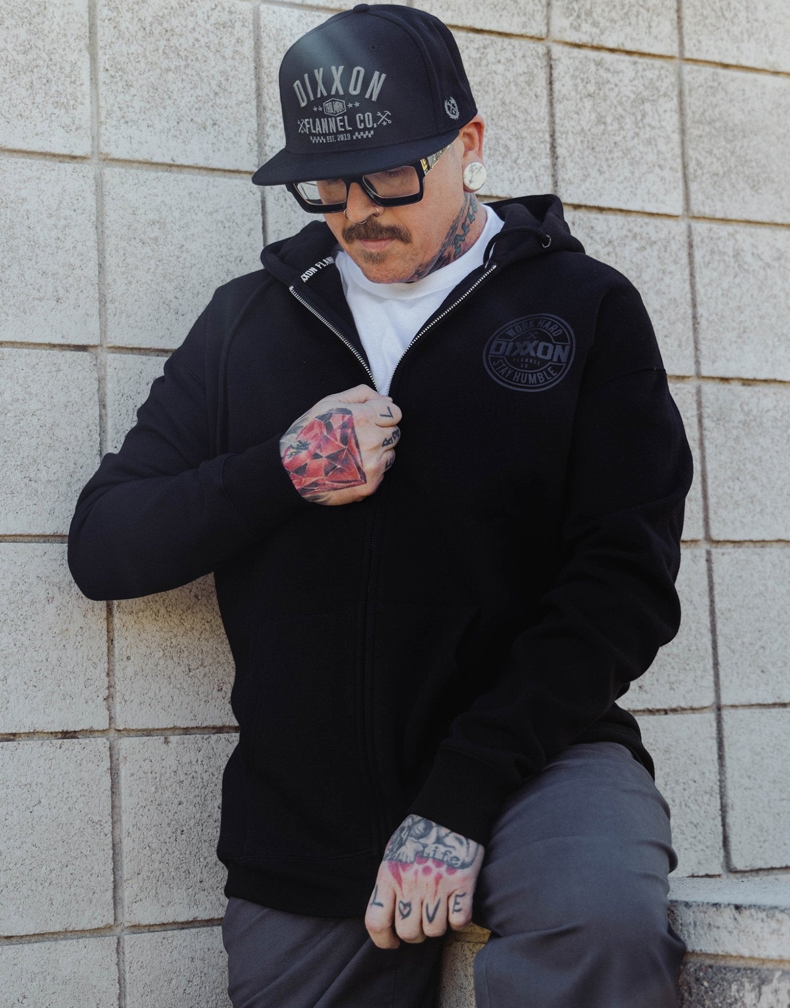 Gray Corpo Zip Up Hoodie - Black