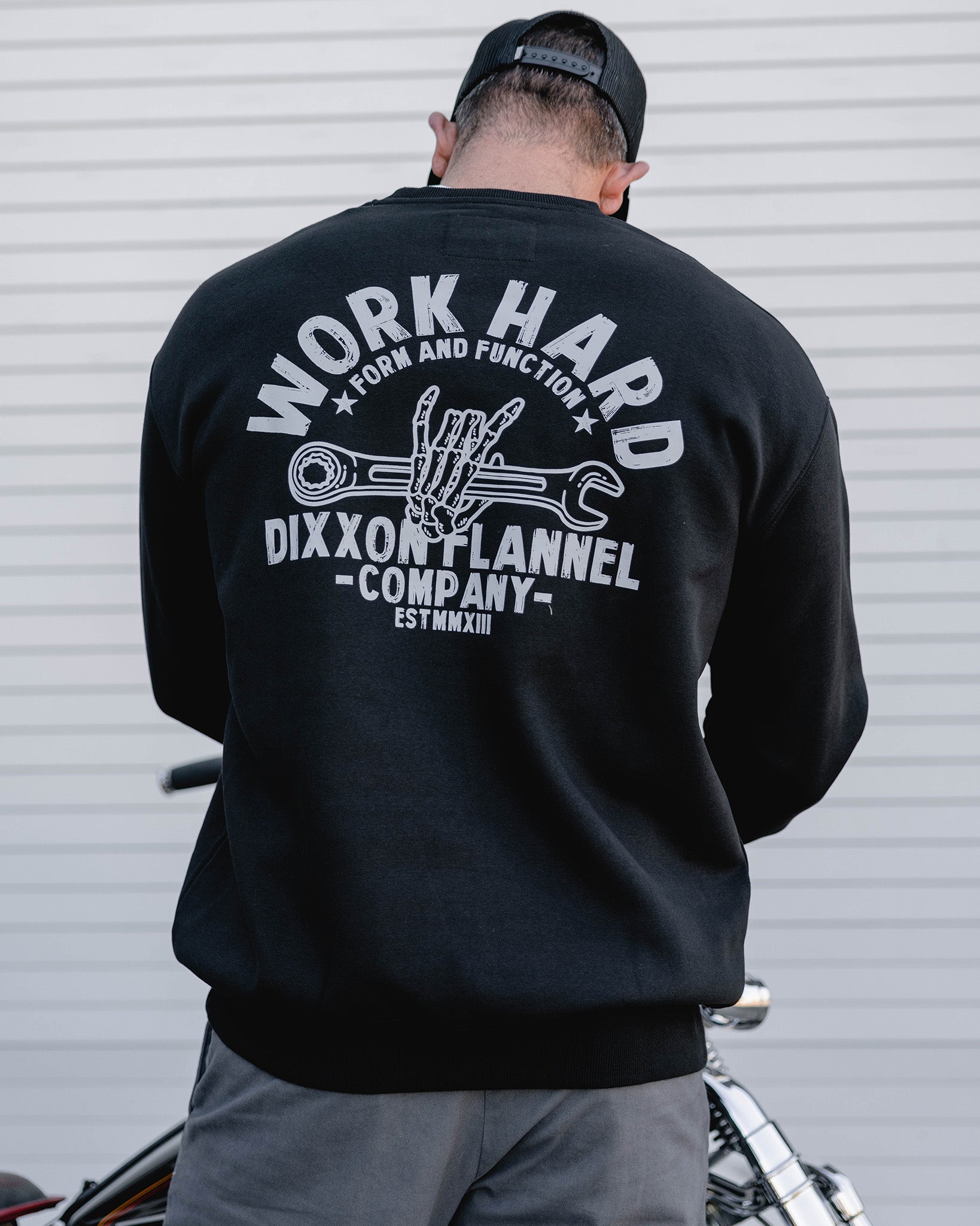 Gray Skeleton Wrench Crewneck Sweatshirt - Black