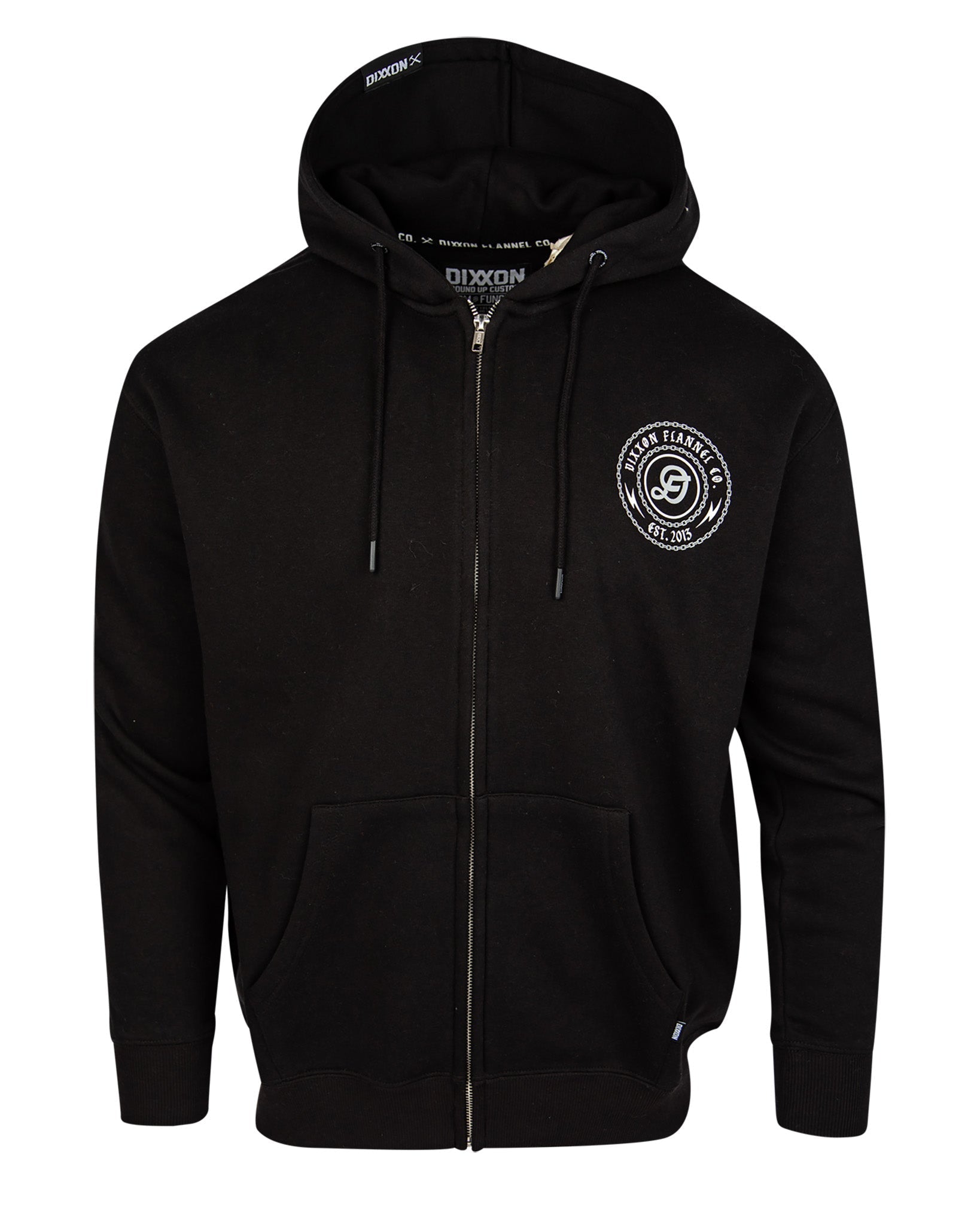 Gray & White Linked Zip Up Hoodie - Black