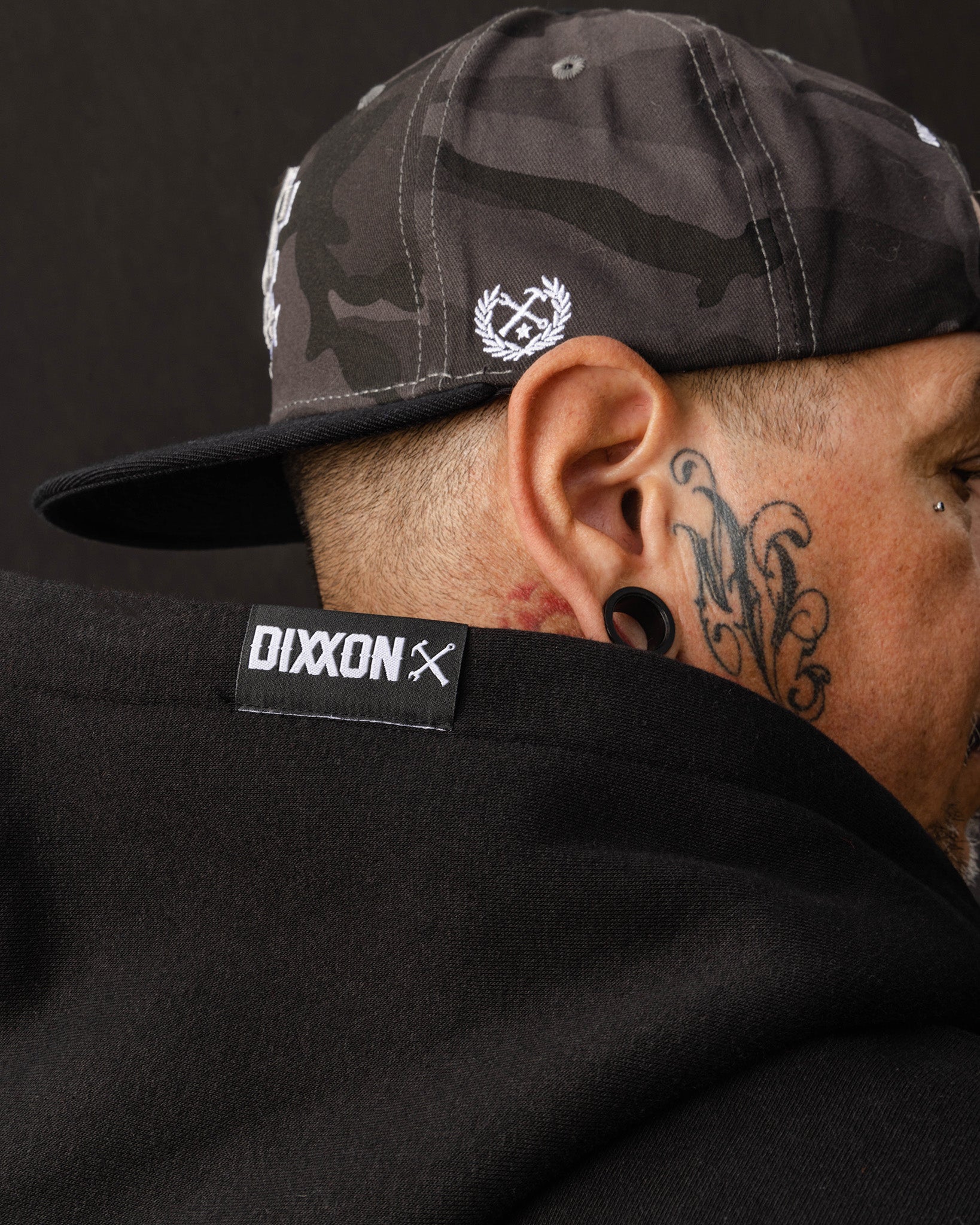 Gray & White Linked Zip Up Hoodie - Black