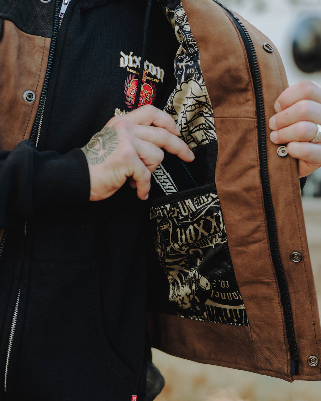 Humboldt Diamond Stitch Suede Leather Vest - Black & Mahogany