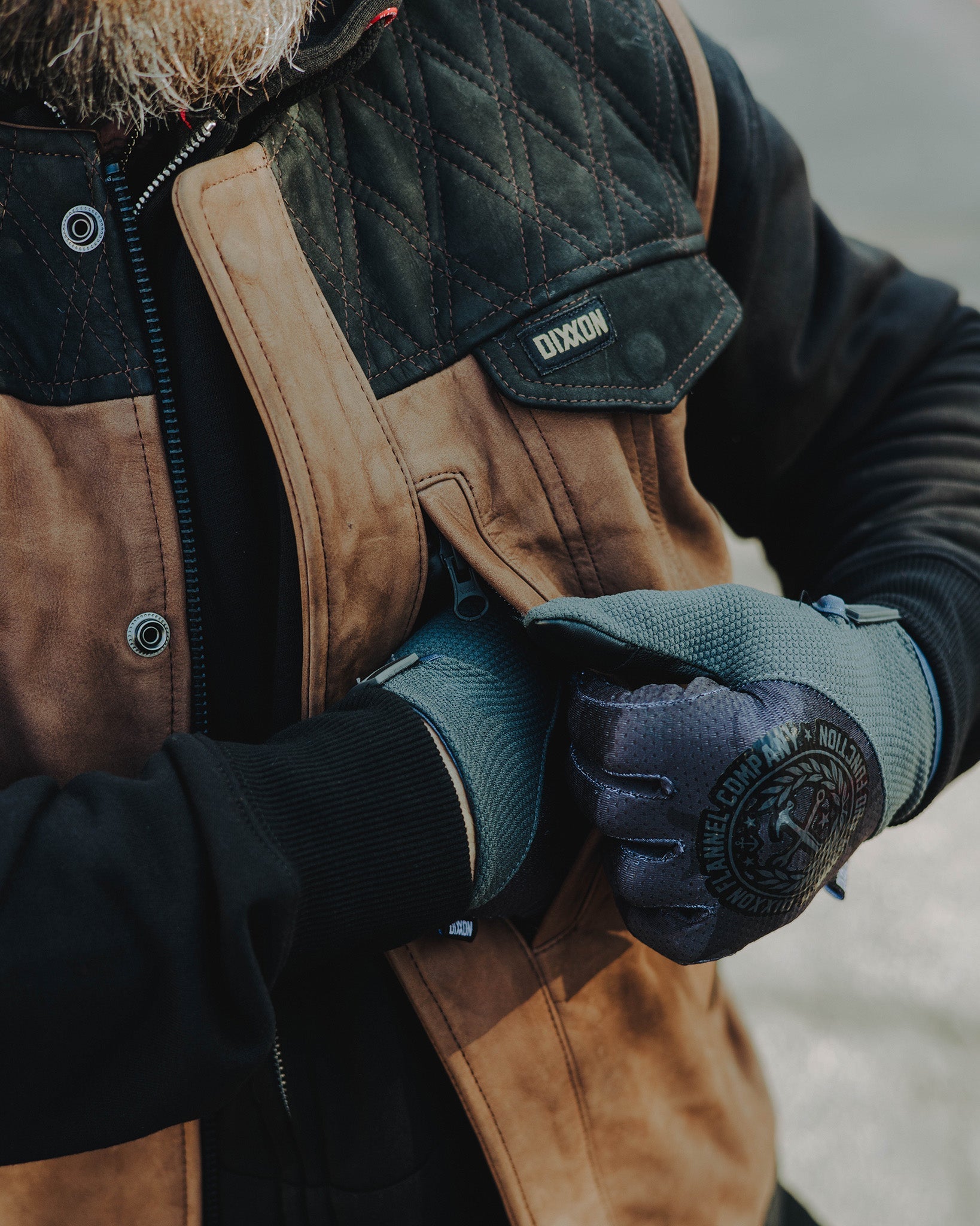 Humboldt Diamond Stitch Suede Leather Vest - Black & Mahogany